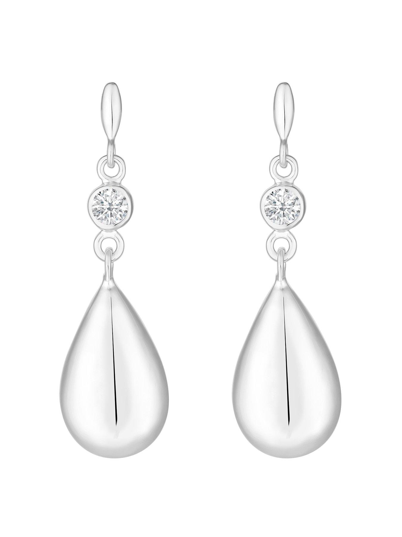 Product photograph of Simply Silver Sterling Silver 925 Besel Polished Drop Earrings from very.co.uk