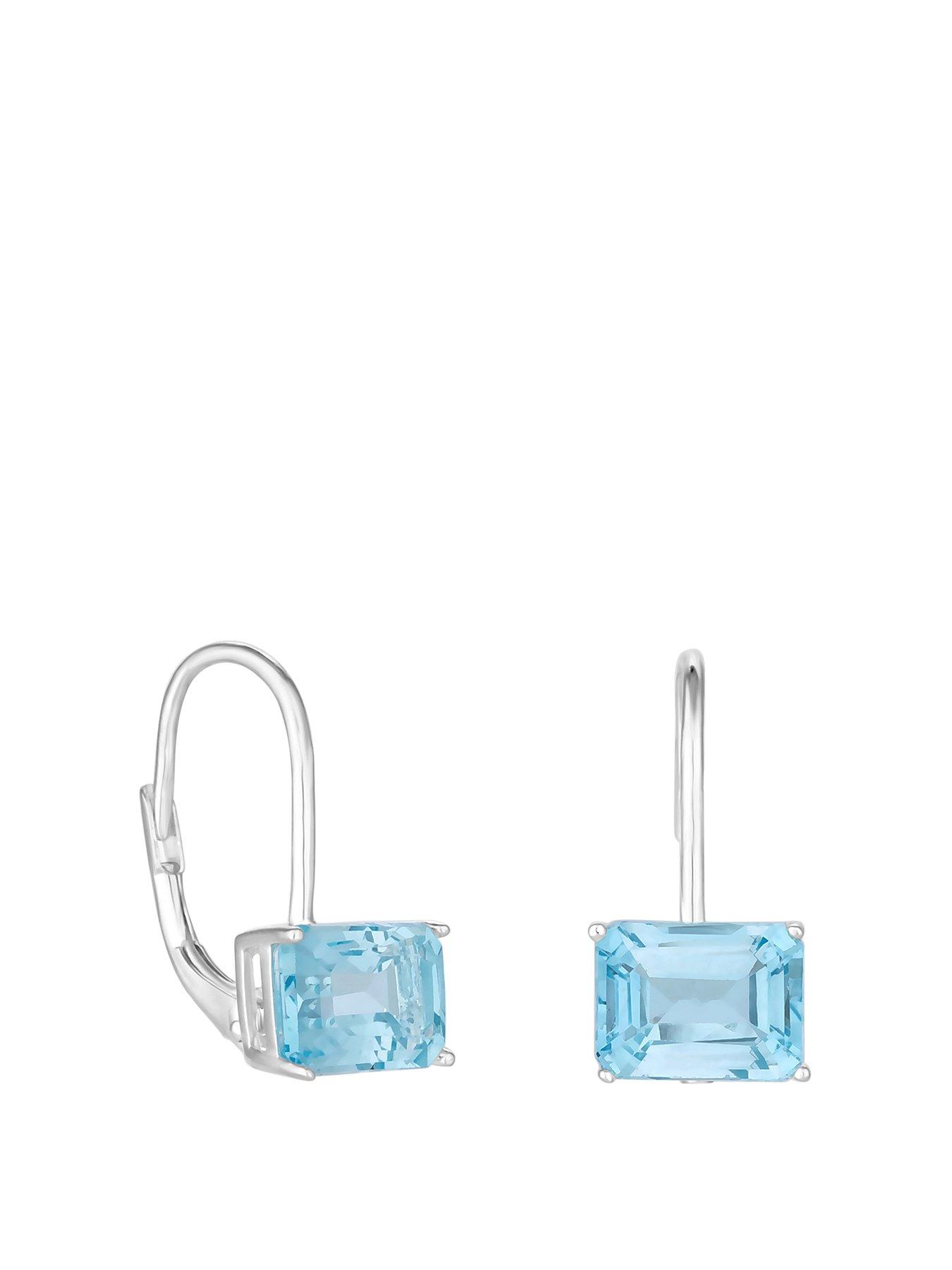 Product photograph of Simply Silver Sterling Silver 925 Blue Topaz Fish Hook Earrings from very.co.uk