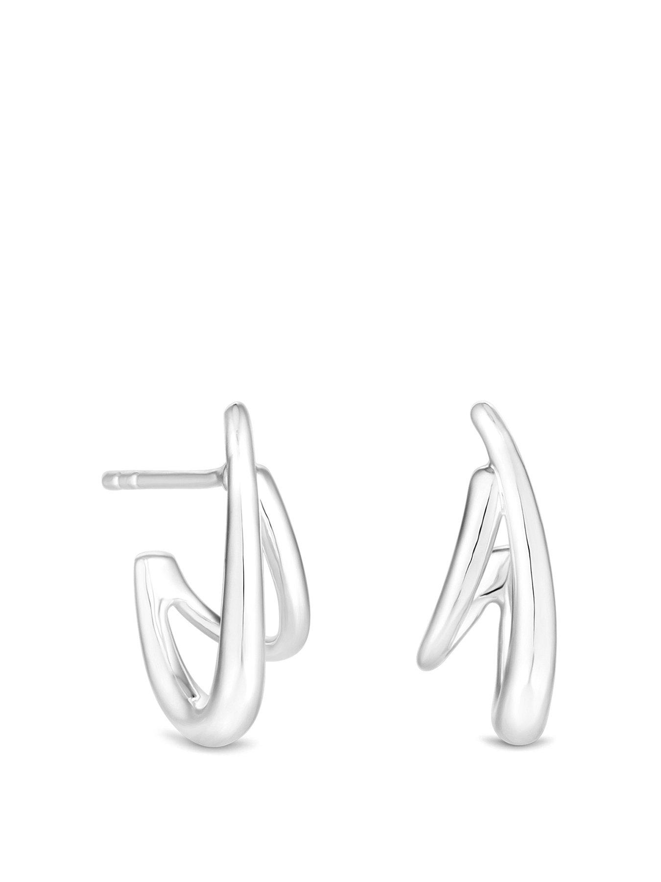 Product photograph of Simply Silver Sterling Silver 925 Polished Double Row Hoop Earrings from very.co.uk