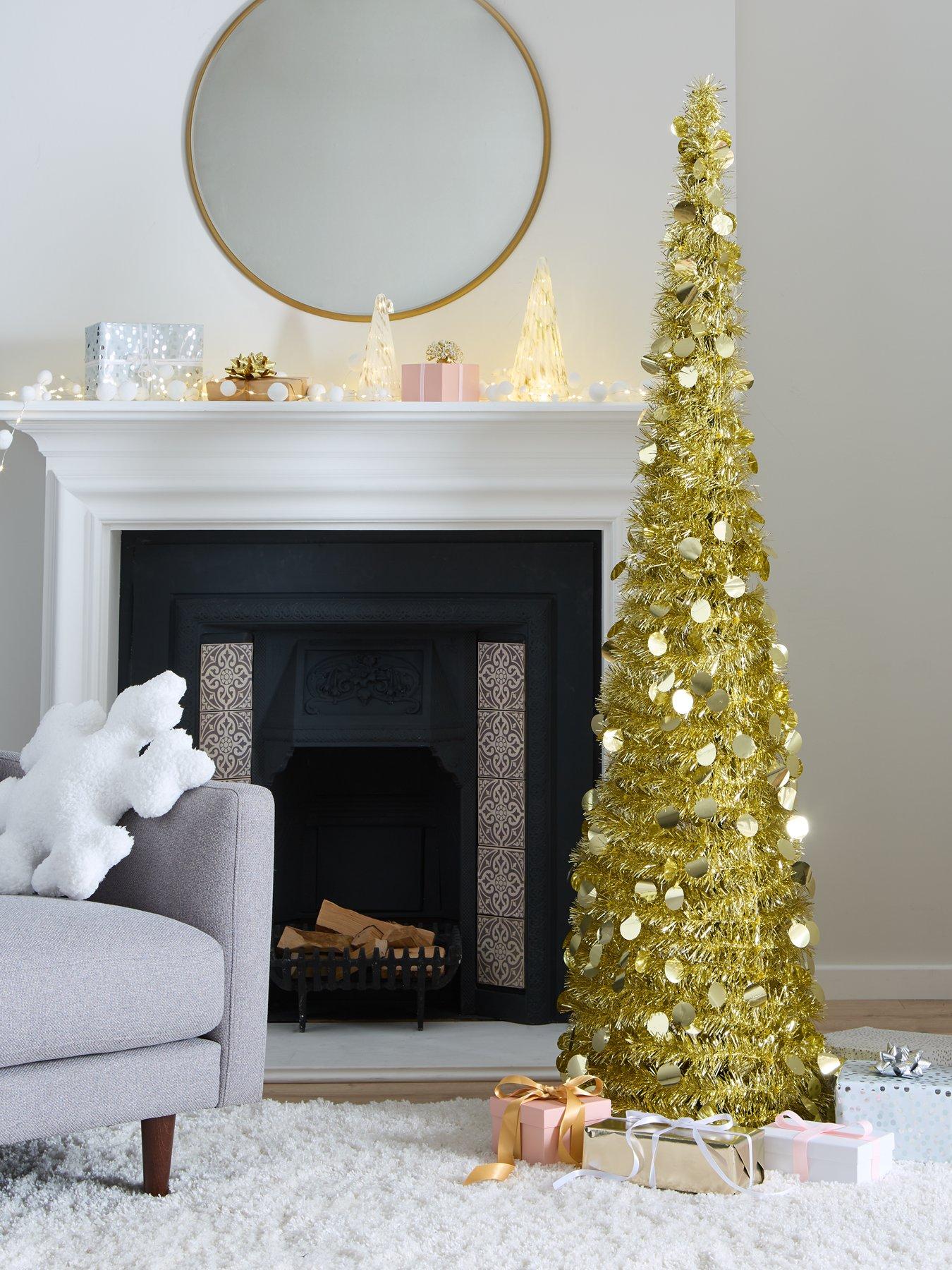 Product photograph of Three Kings 150 Cm Pop-up Tinsel Christmas Tree - Gold from very.co.uk