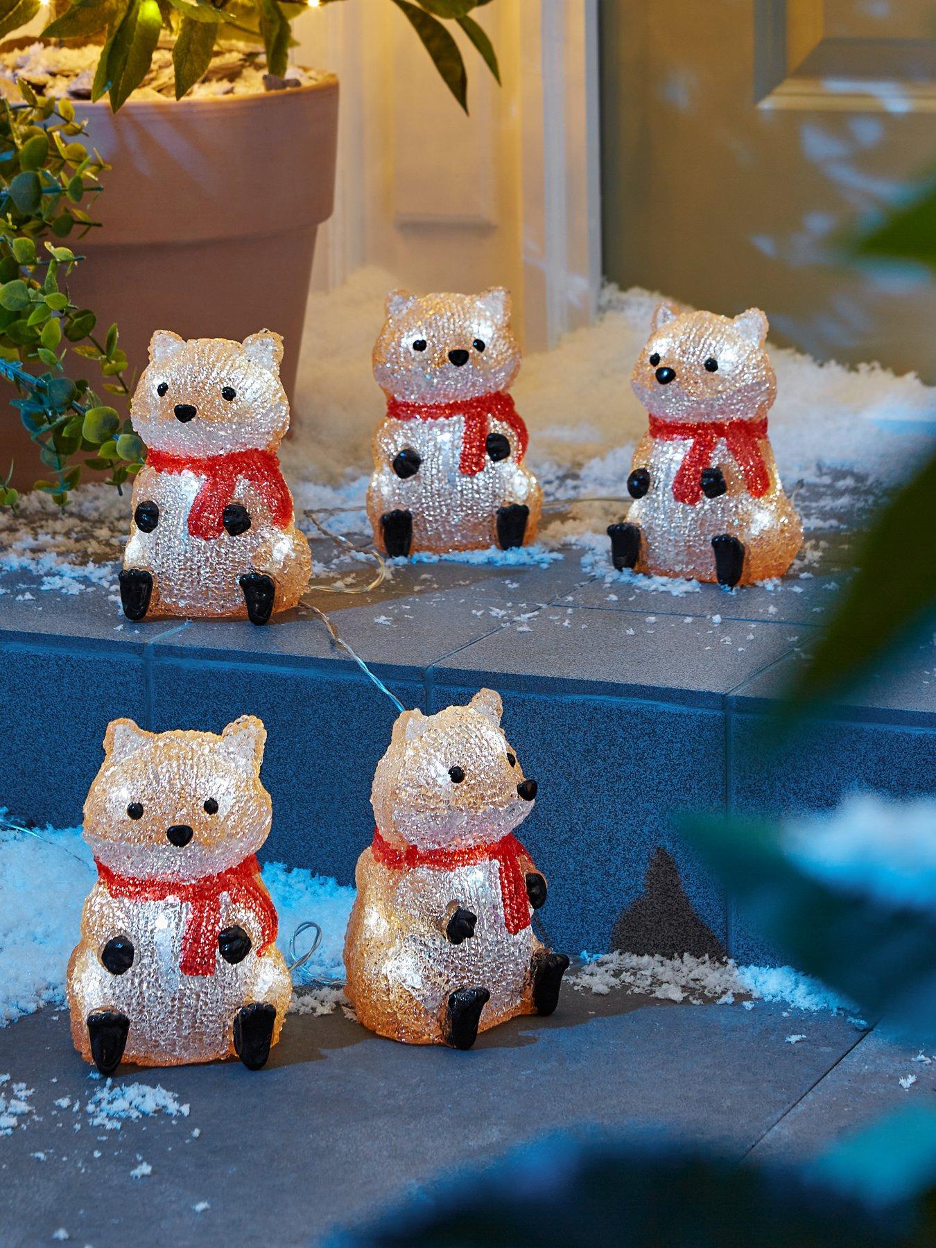 Product photograph of Three Kings Set 5 Lit Acrylic Fox Outdoor Christmas Decorations from very.co.uk