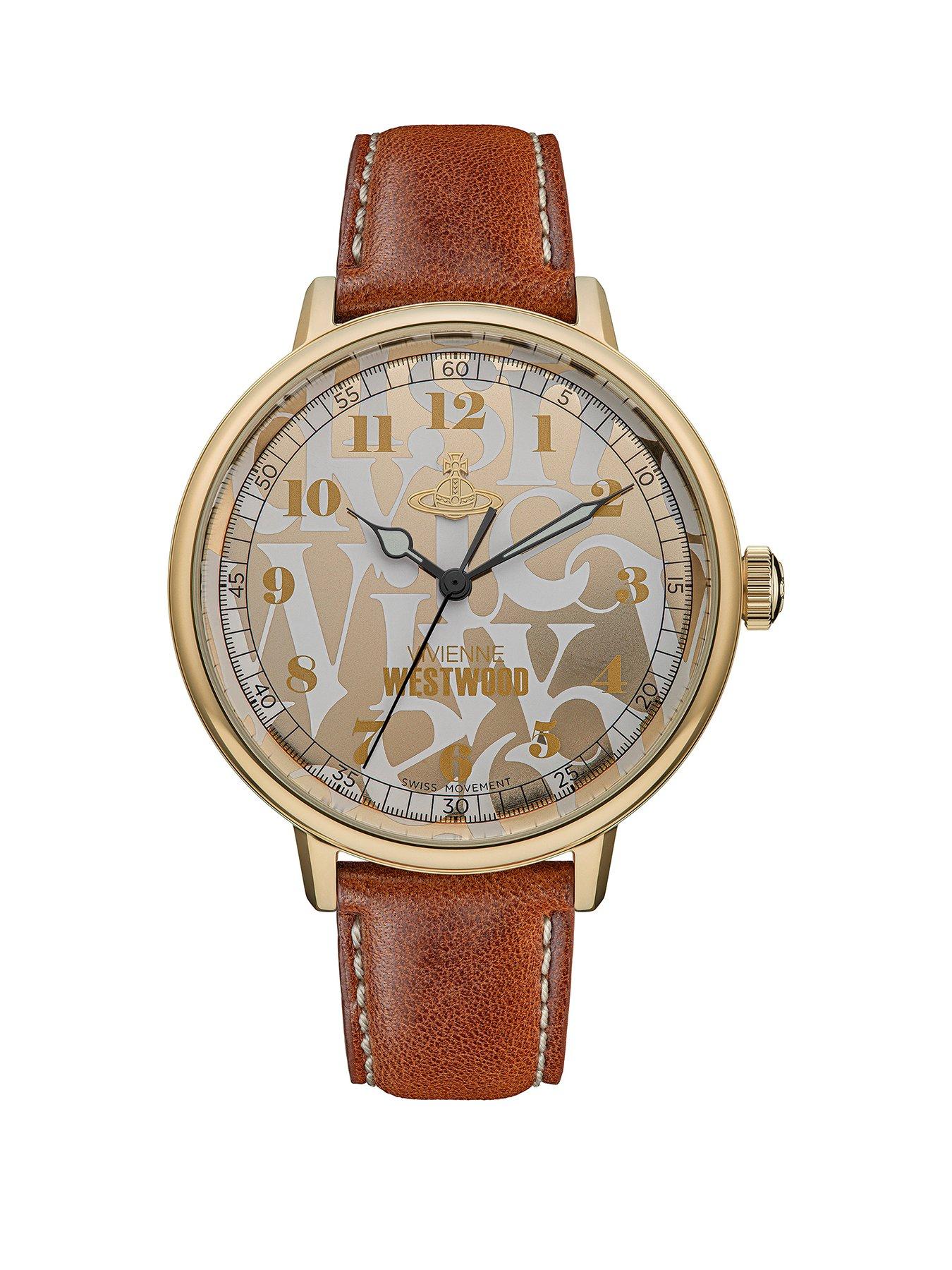 undefined Cavendish Ladies Quartz Watch with Pale Gold Mirror effect Dial and Brown Leather Strap