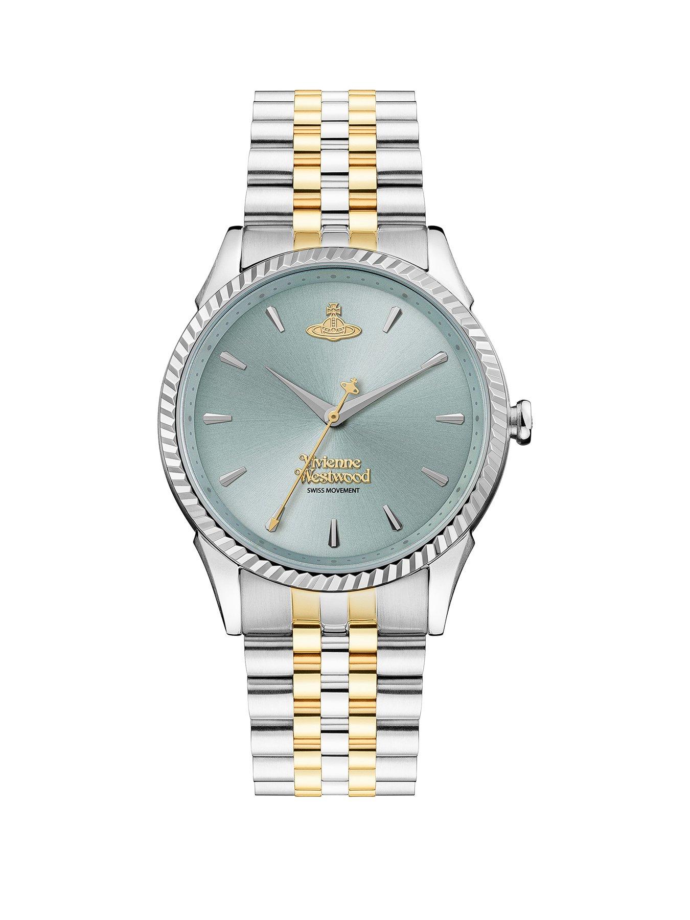 Product photograph of Vivienne Westwood Seymour Ladies Quartz Watch With Light Blue Dial Amp 2-tone Stainless Steel Bracelet from very.co.uk