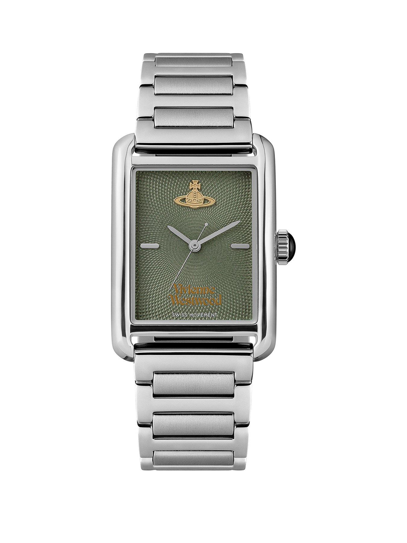 Product photograph of Vivienne Westwood Shacklewell Ladies Quartz Watch With Green Dial And Stainless Steel Bracelet from very.co.uk