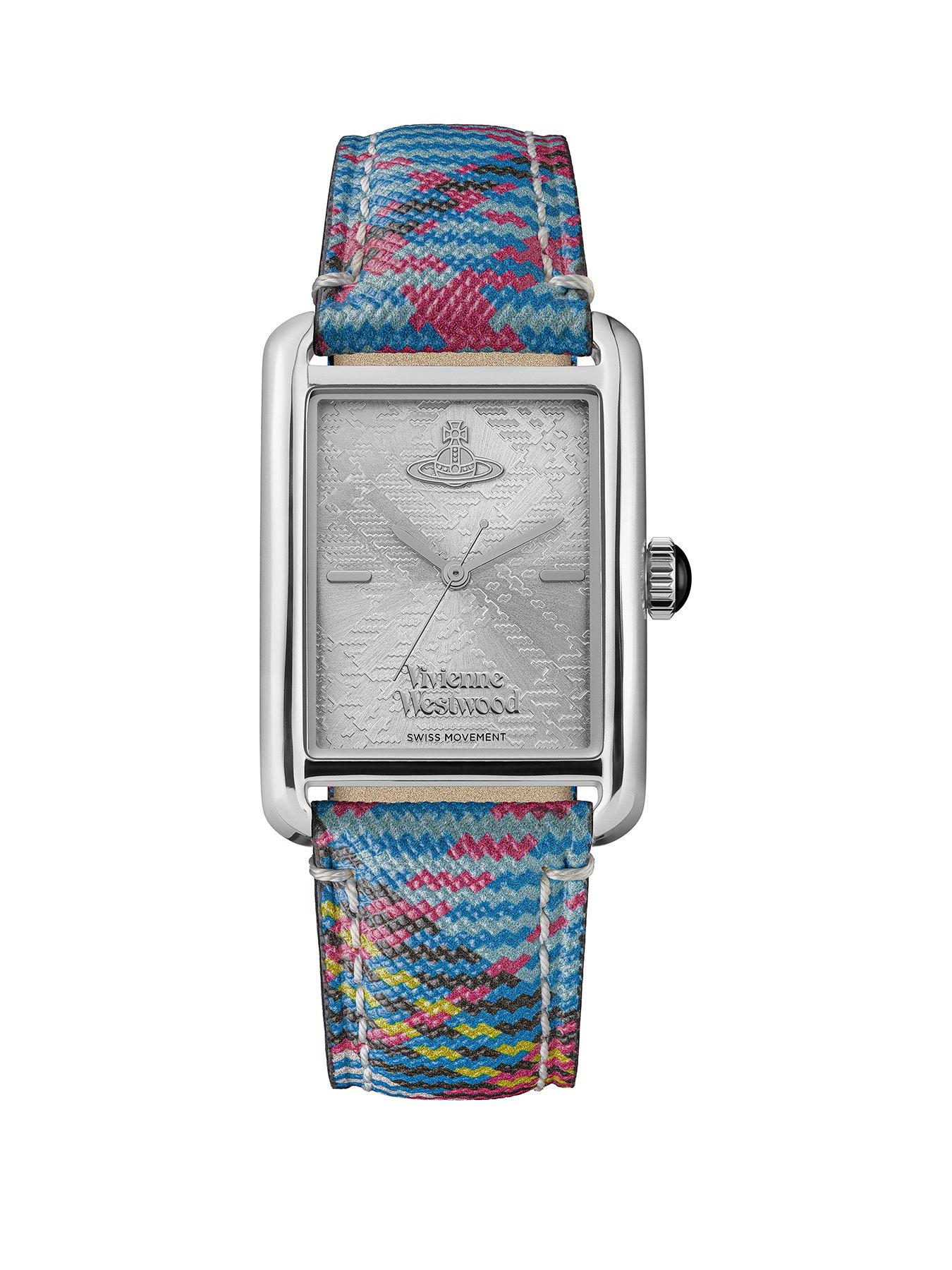 Product photograph of Vivienne Westwood Shacklewell Ladies Quartz Watch With Silver Dial And Tartan Strap from very.co.uk