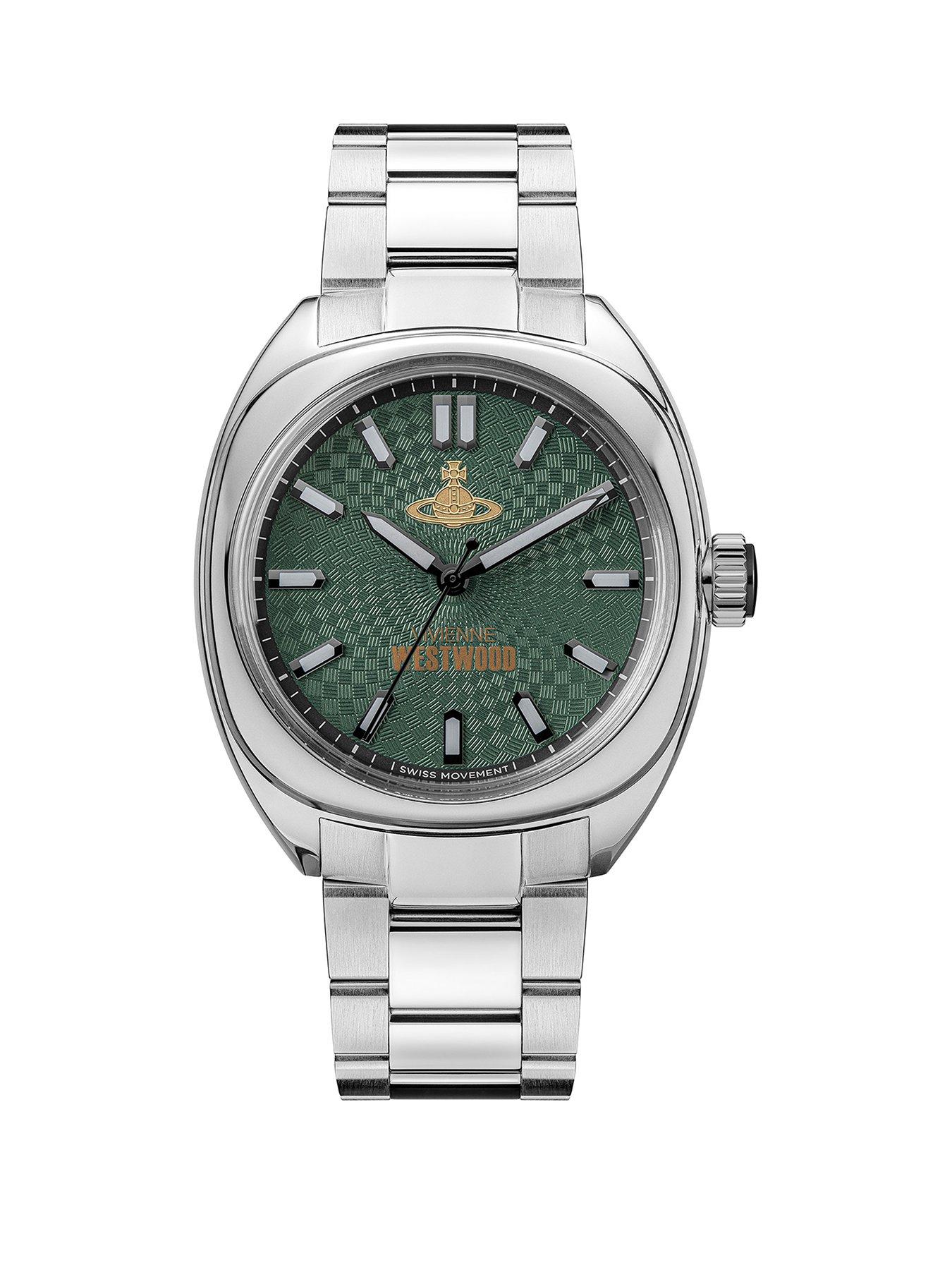 Product photograph of Vivienne Westwood Redbridge Gents Quartz Watch With Green Dial And Stainless Steel Bracelet from very.co.uk