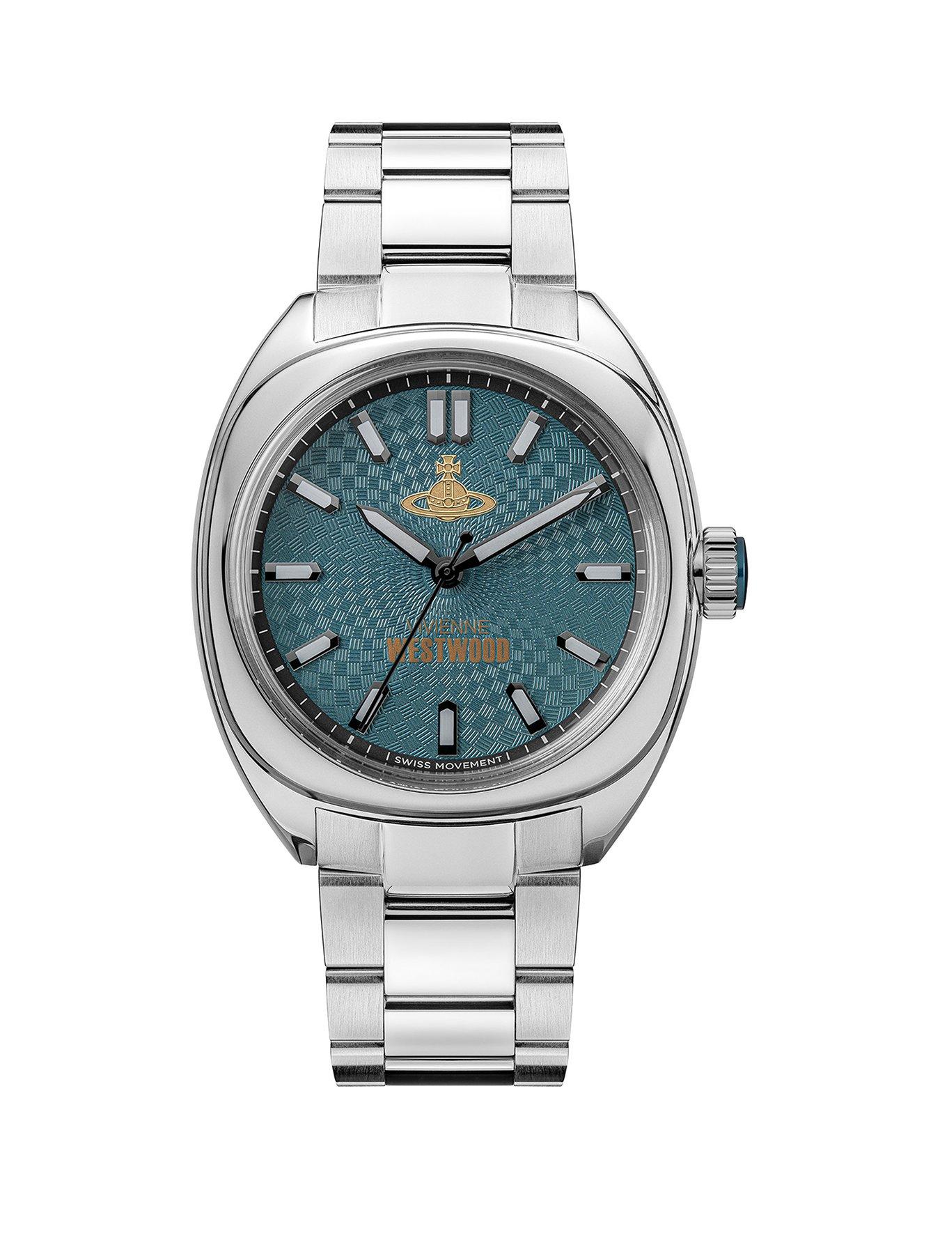 Product photograph of Vivienne Westwood Redbridge Gents Quartz Watch With Teal Dial And Stainless Steel Bracelet from very.co.uk