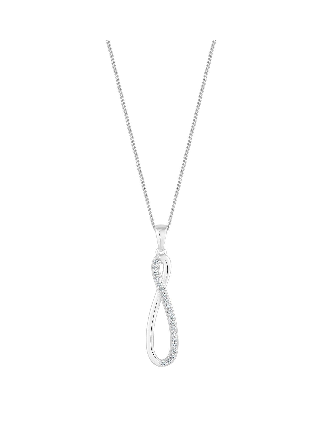 Product photograph of Simply Silver Sterling Silver 925 Infinity Cubic Zirconia Pendant Necklace from very.co.uk