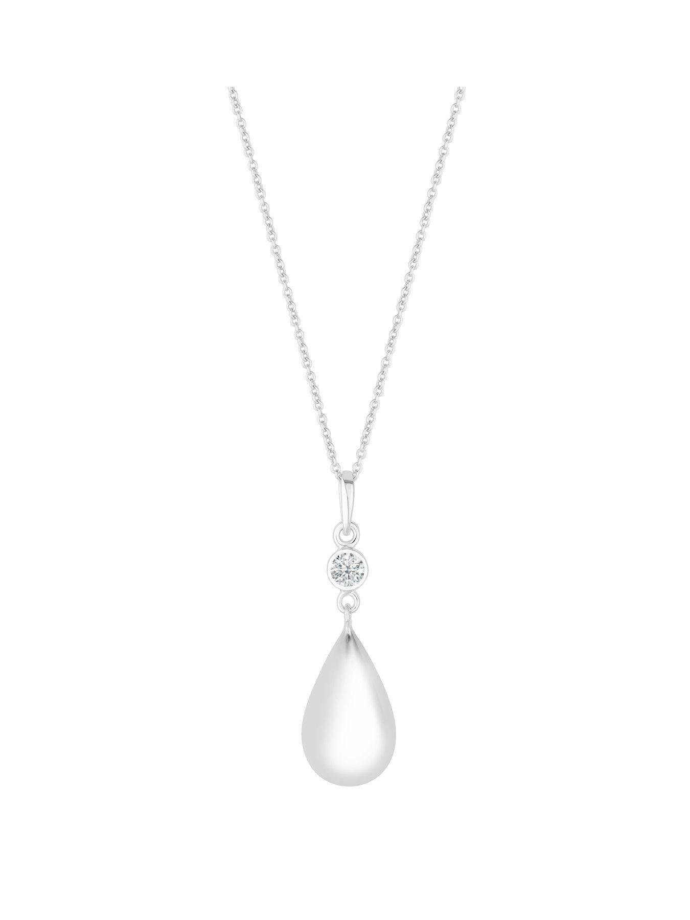 Product photograph of Simply Silver Sterling Silver 925 Besel Polished Drop Pendant Necklace from very.co.uk