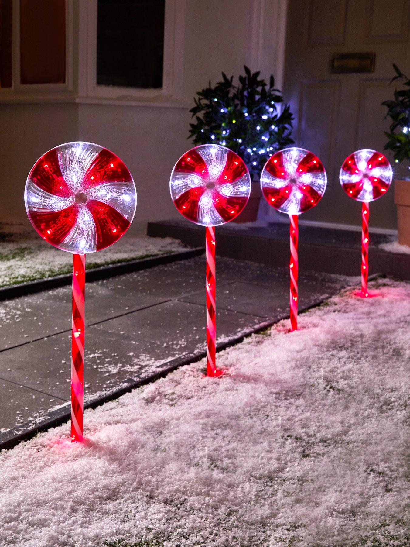 Product photograph of Three Kings Large Candyswirl Stake Outdoor Christmas Pathfinders - Set 4 from very.co.uk