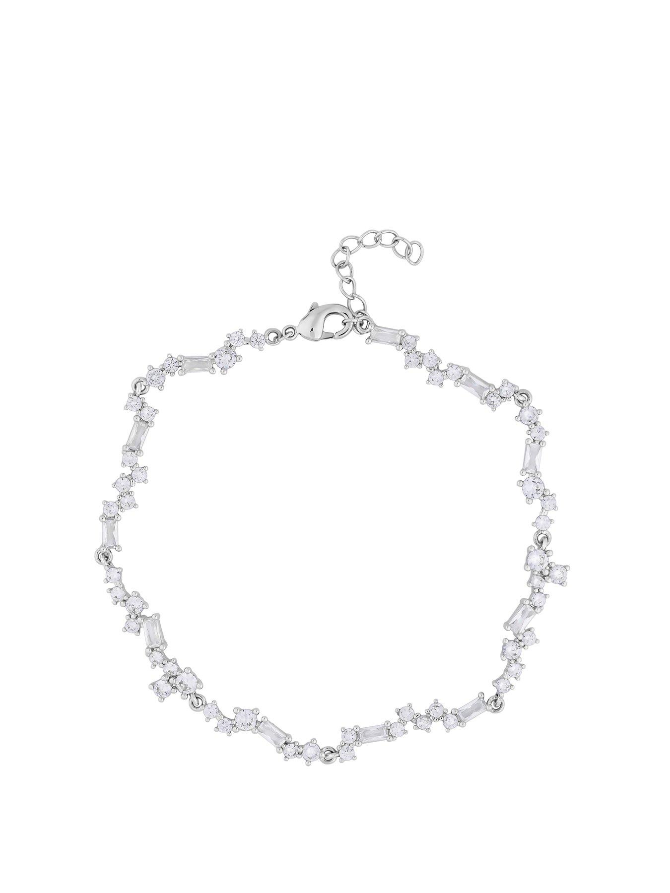 Product photograph of Jon Richard Rhodium Plated Scattered Stone Bracelet from very.co.uk