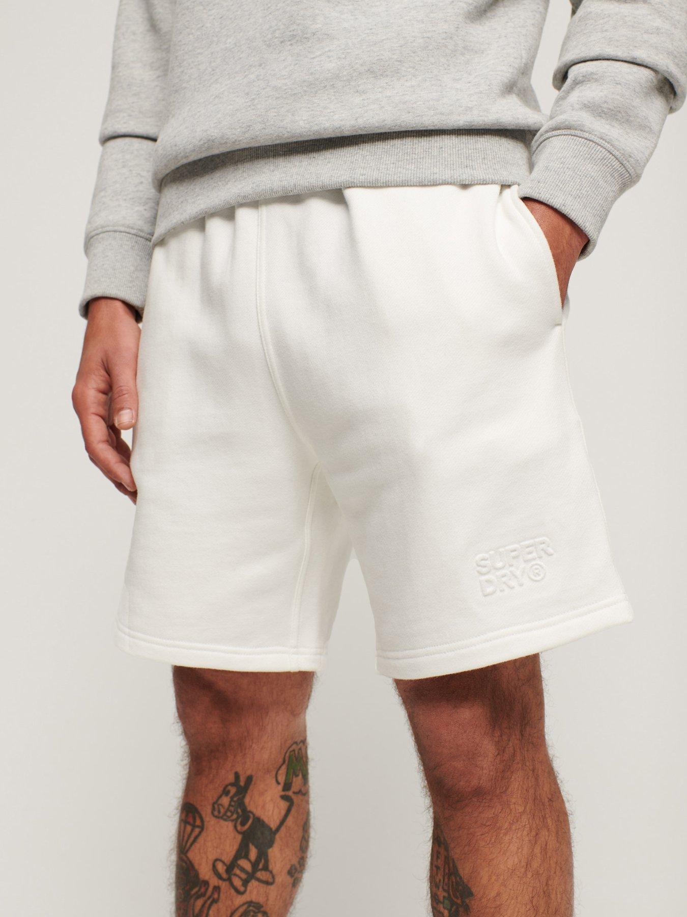 Image 1 of 6 of Superdry Sportswear Emboss Logo Sweat Shorts - White