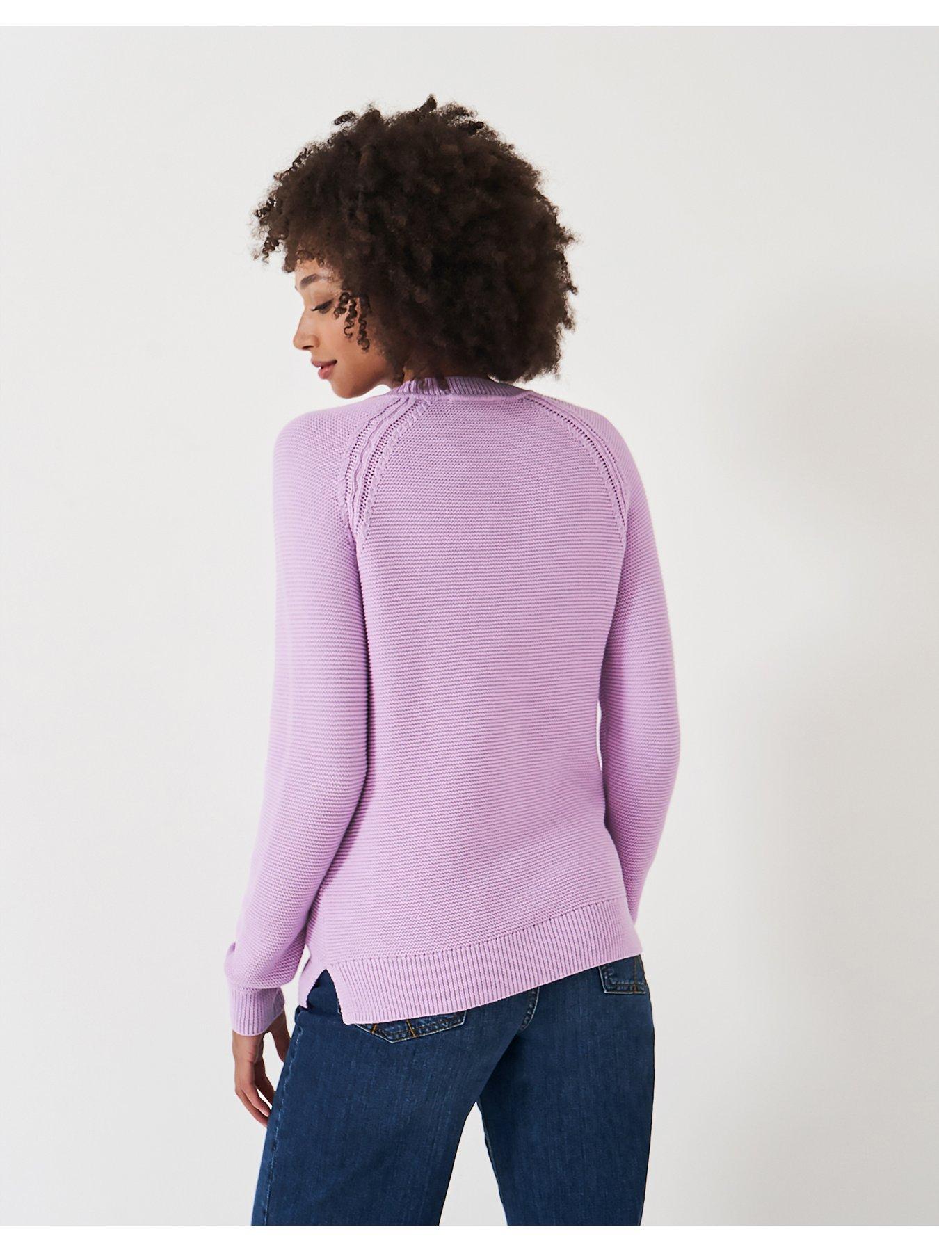 Crew Clothing Cotton Textured Stitch Crew Neck Jumper - Purple | Very.co.uk