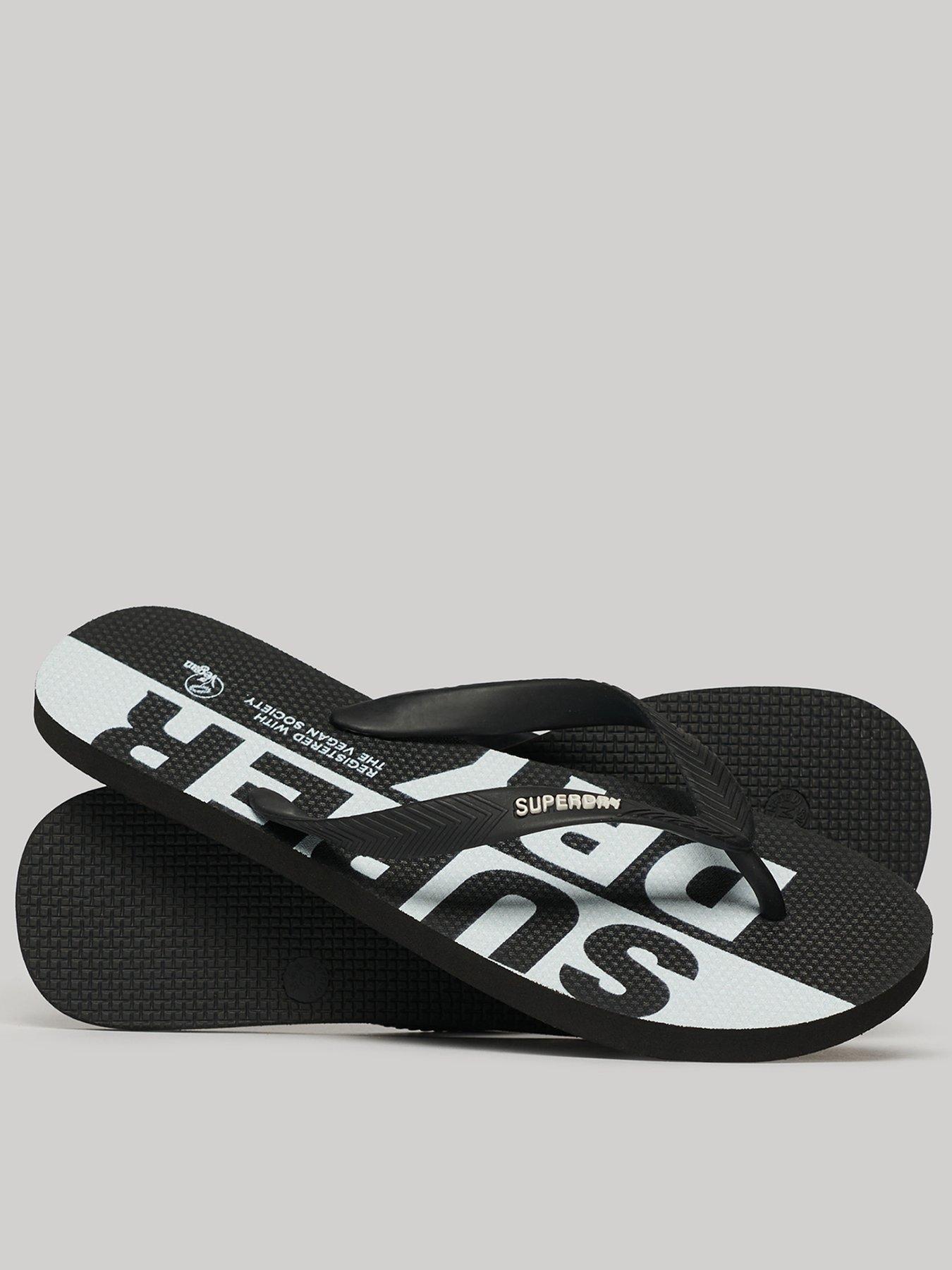 superdry logo vegan flip flop - black/white