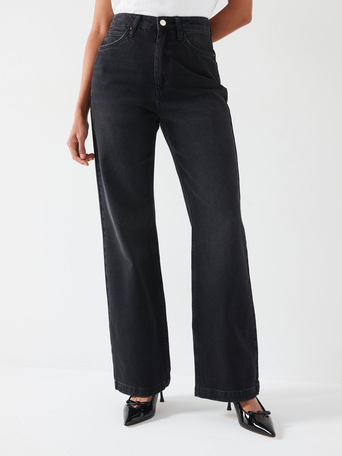 undefined High Waist Wide Jeans - Black