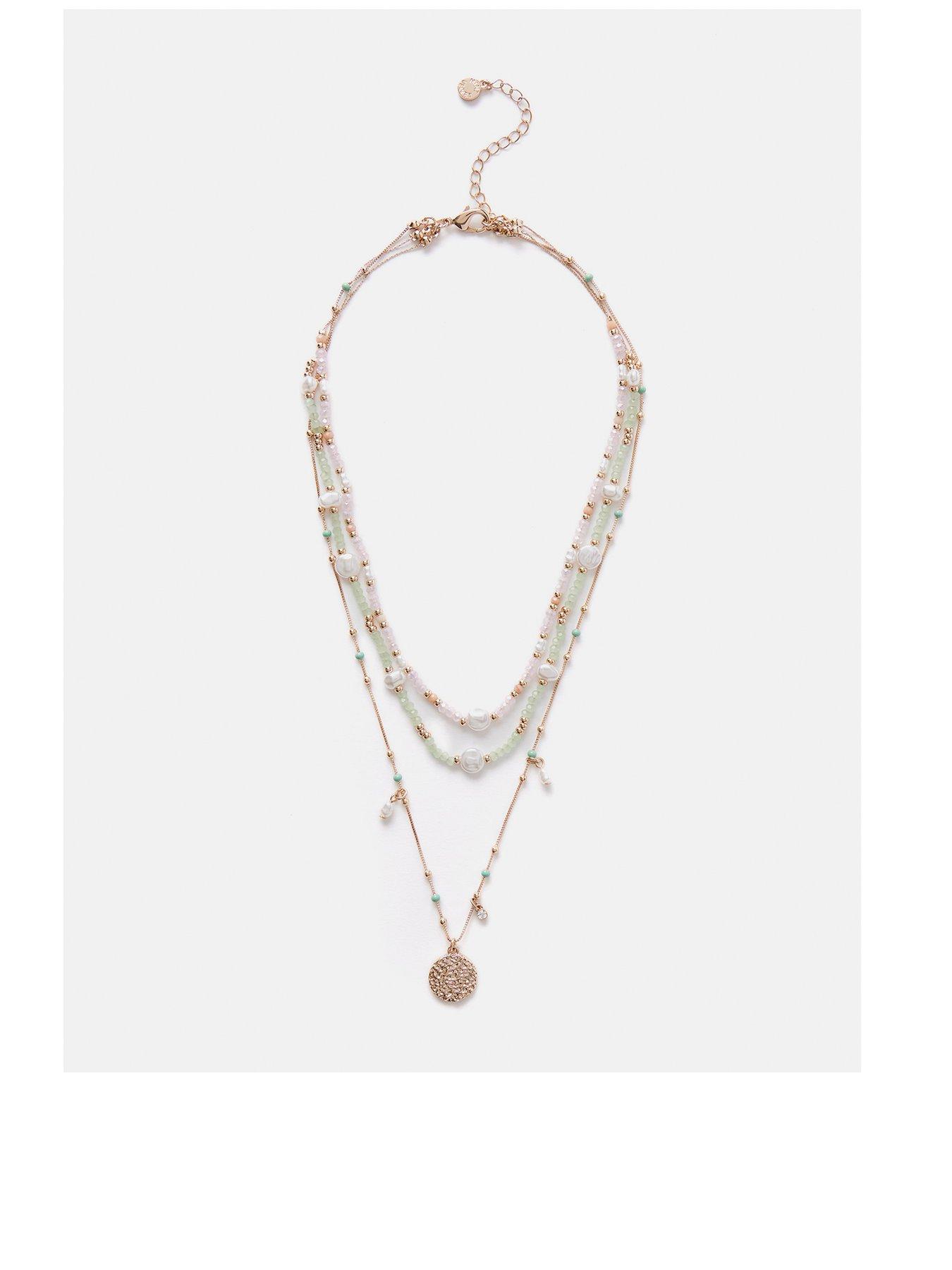 Product photograph of Mint Velvet Beaded Triple Layer Necklace from very.co.uk