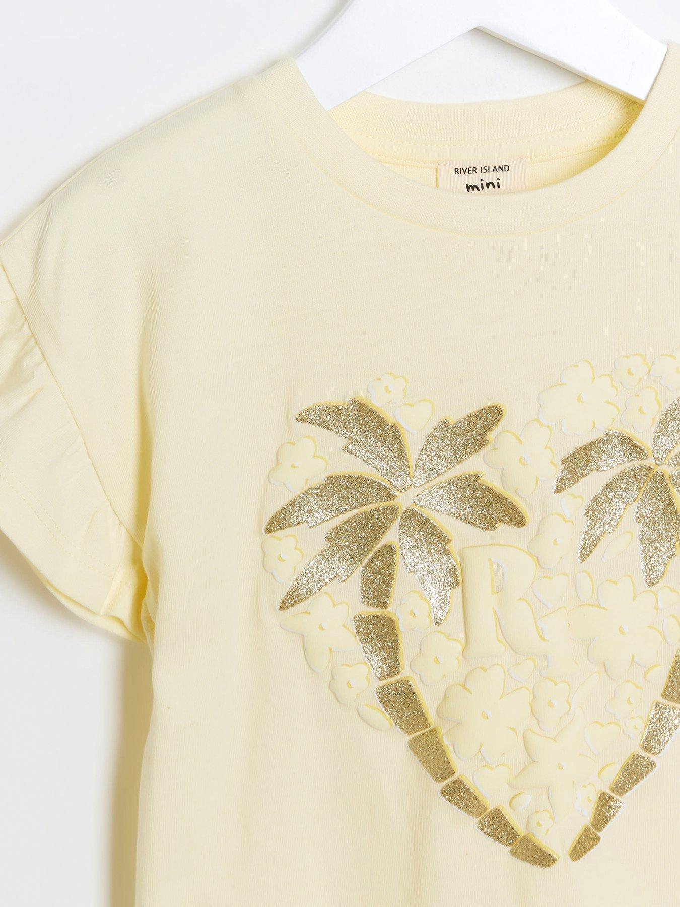 River Island Mini Mini Girls Graphic Print T-shirt - Yellow | Very.co.uk