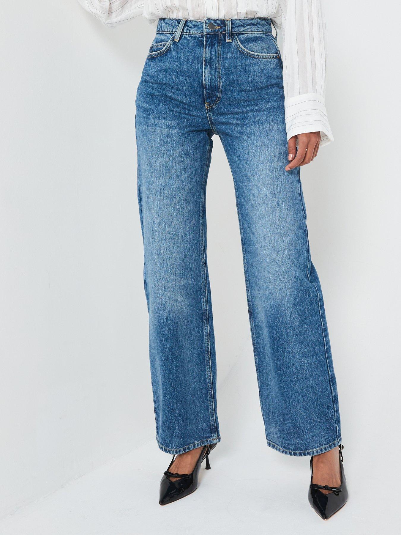 undefined High Waist Wide Leg Authentic Jeans - Midi Wash