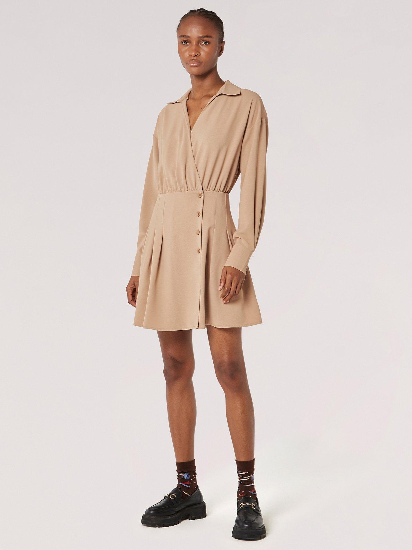 Apricot Open Collar Wrap Shirt Dress | Very.co.uk