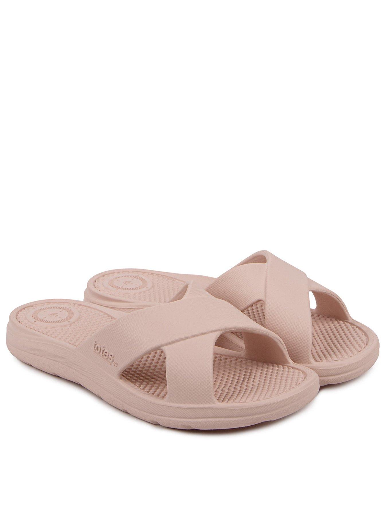Totes Solbounce Cross Slide Sandals - Evening Sand
