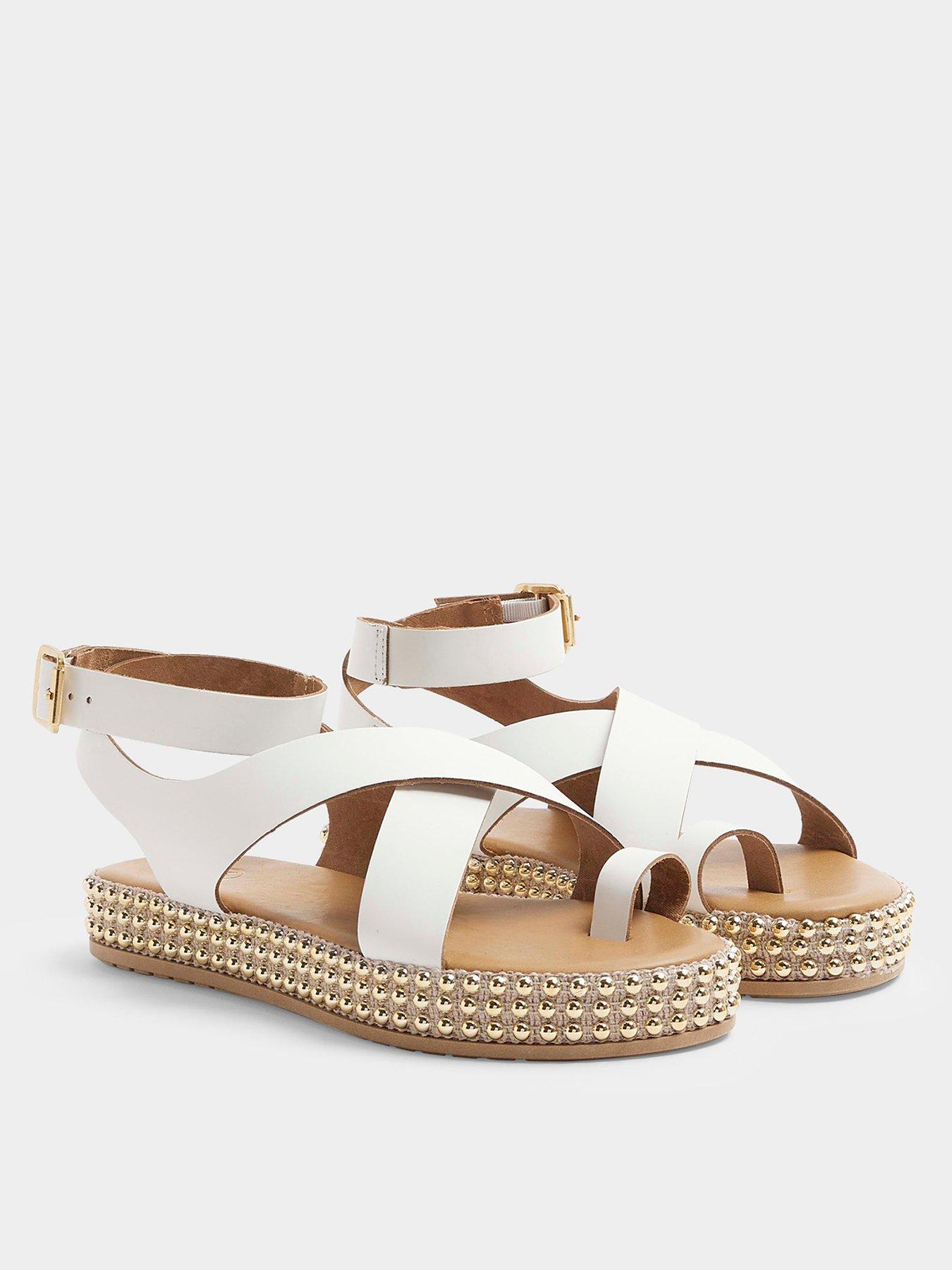 River Island Studded Flatform Sandal - White | Very.co.uk