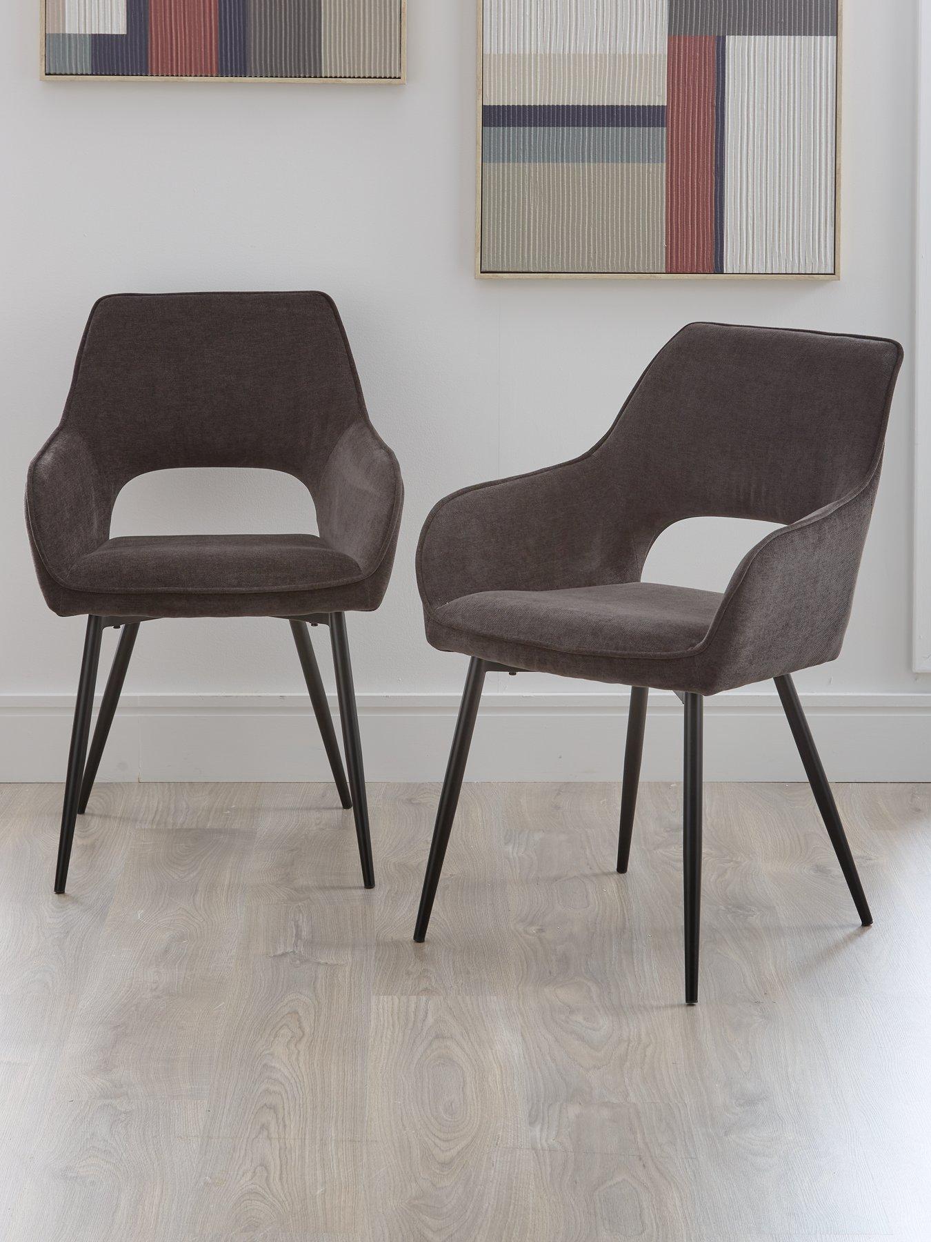 Product photograph of Very Home Sheldon Pair Of Dining Chairs - Charcoal - Fsc Reg Certified from very.co.uk