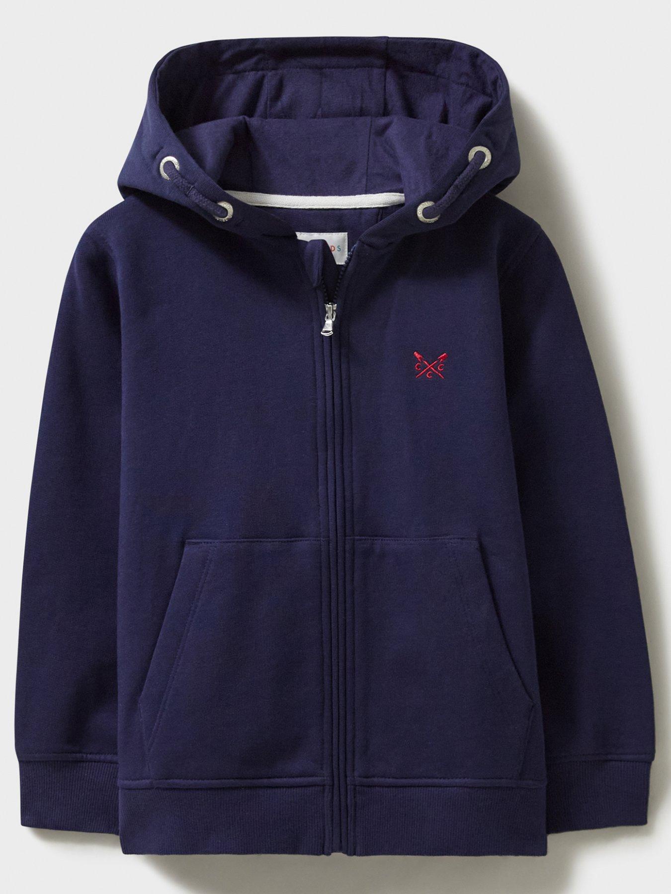 Boys Zip Through Hoodie Navy