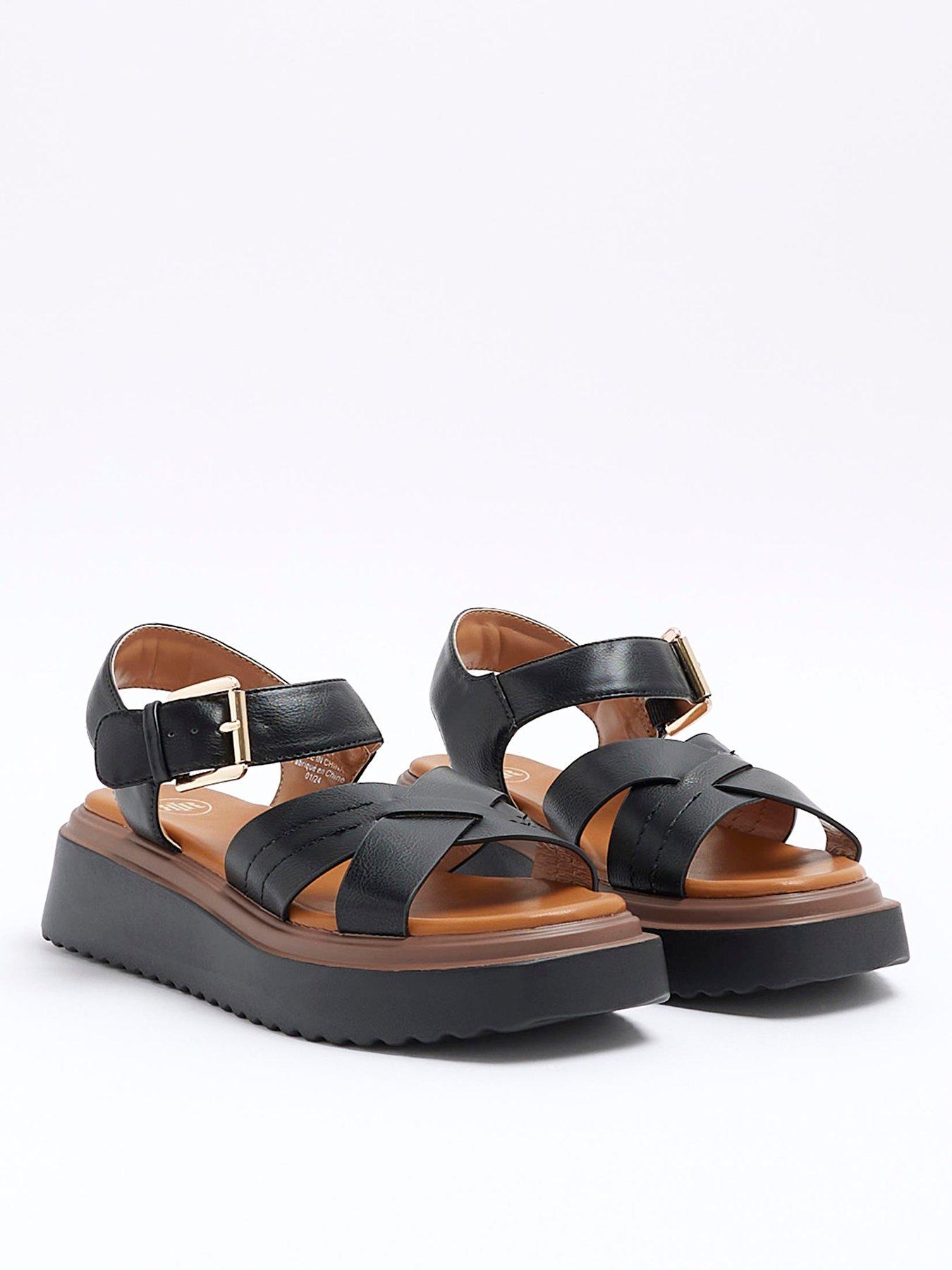 River Island Two Part Flatform Sandal Black Very
