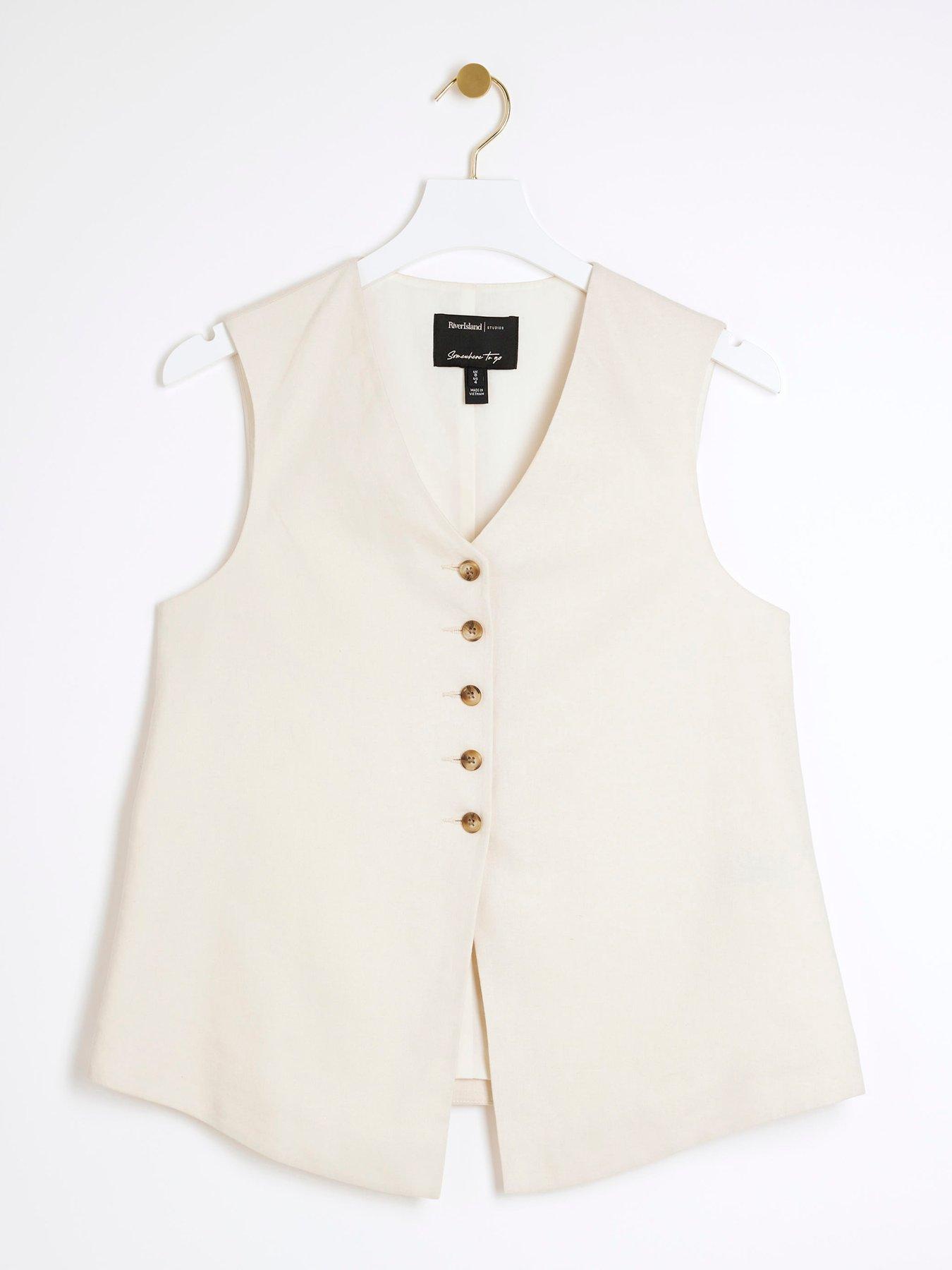 River Island Linen Waistcoat - Cream | Very.co.uk