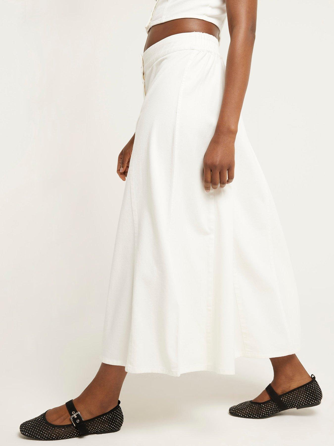 River Island Godet Skirt - White | Very.co.uk