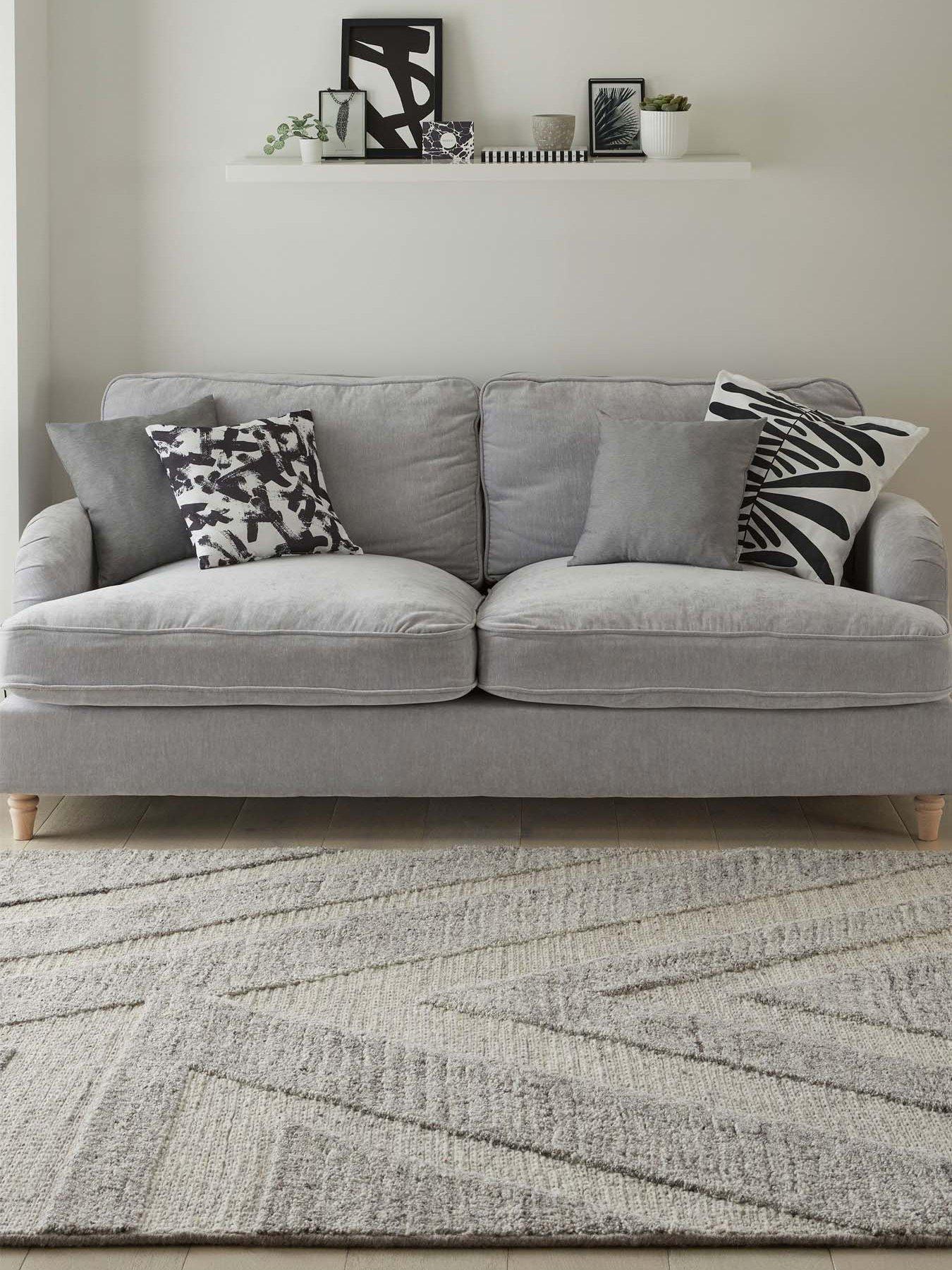 Product photograph of Very Home Arrow Wool Rug - Grey from very.co.uk