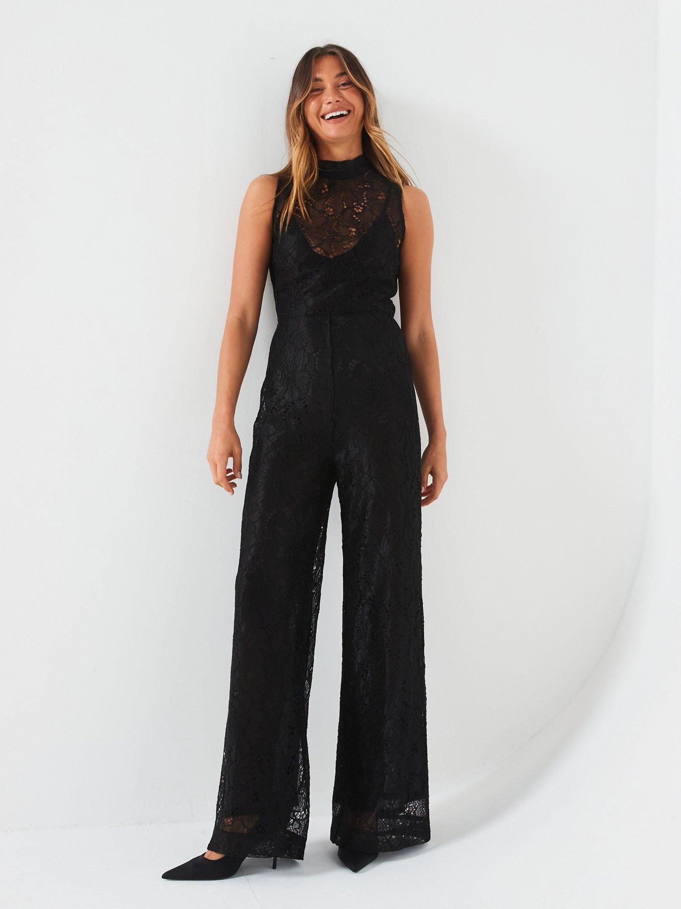 undefined Sleeveless Lace Jumpsuit - Black