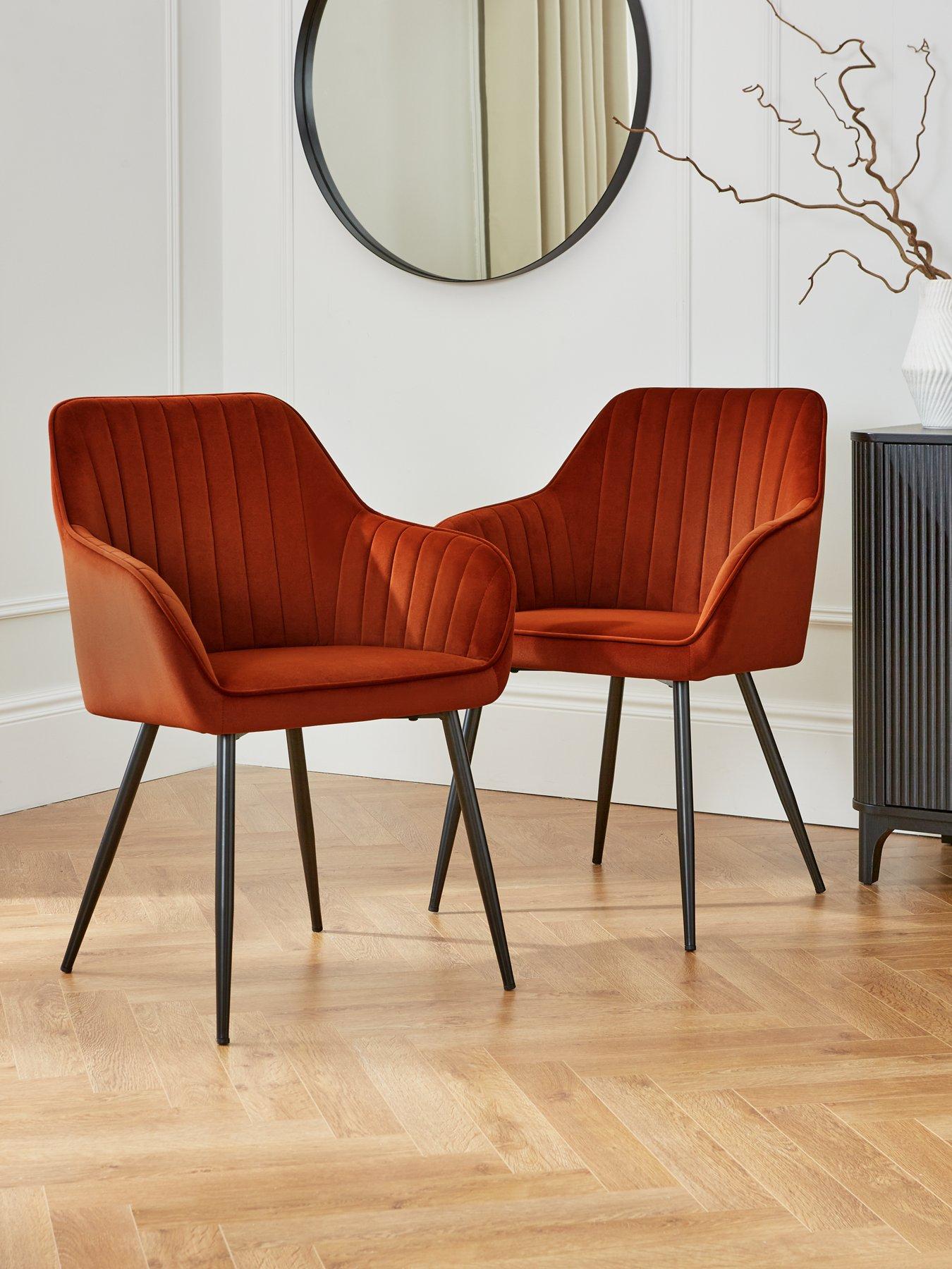 Product photograph of Very Home Alisha Pair Of Fabric Dining Chairs - Rust - Fsc Reg Certified from very.co.uk