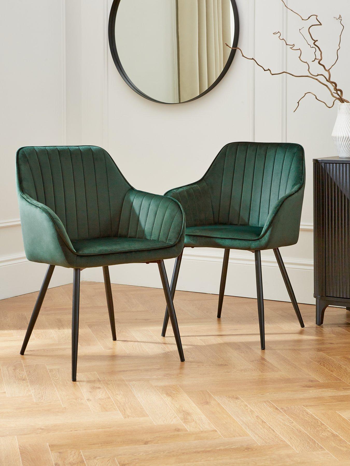 Product photograph of Very Home Alisha Pair Of Fabric Dining Chairs - Green - Fsc Reg Certified from very.co.uk