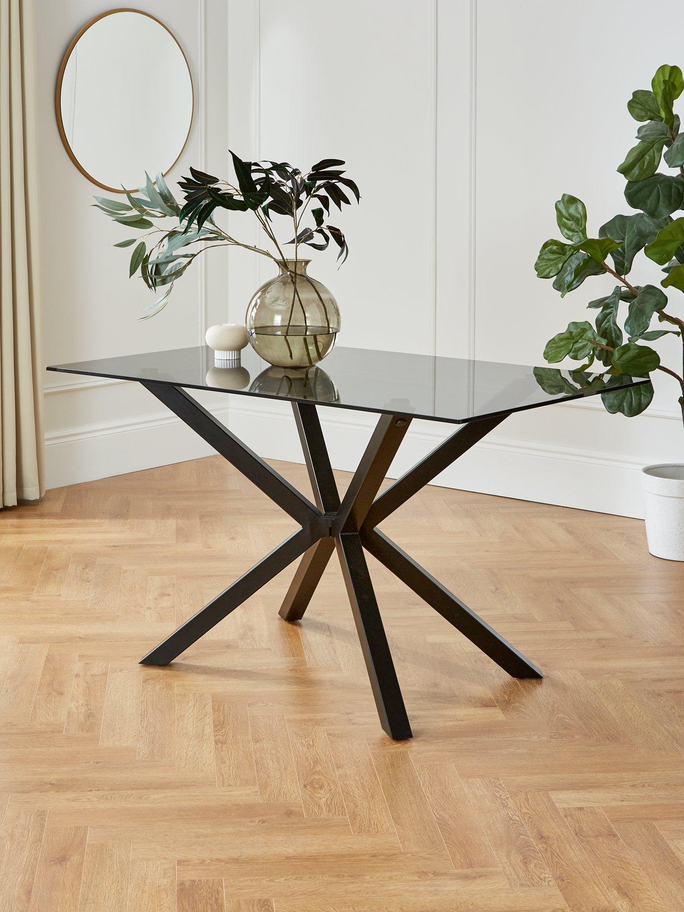 undefined Chopstick 130 cm Rectangular Glass Top Dining Table - Black