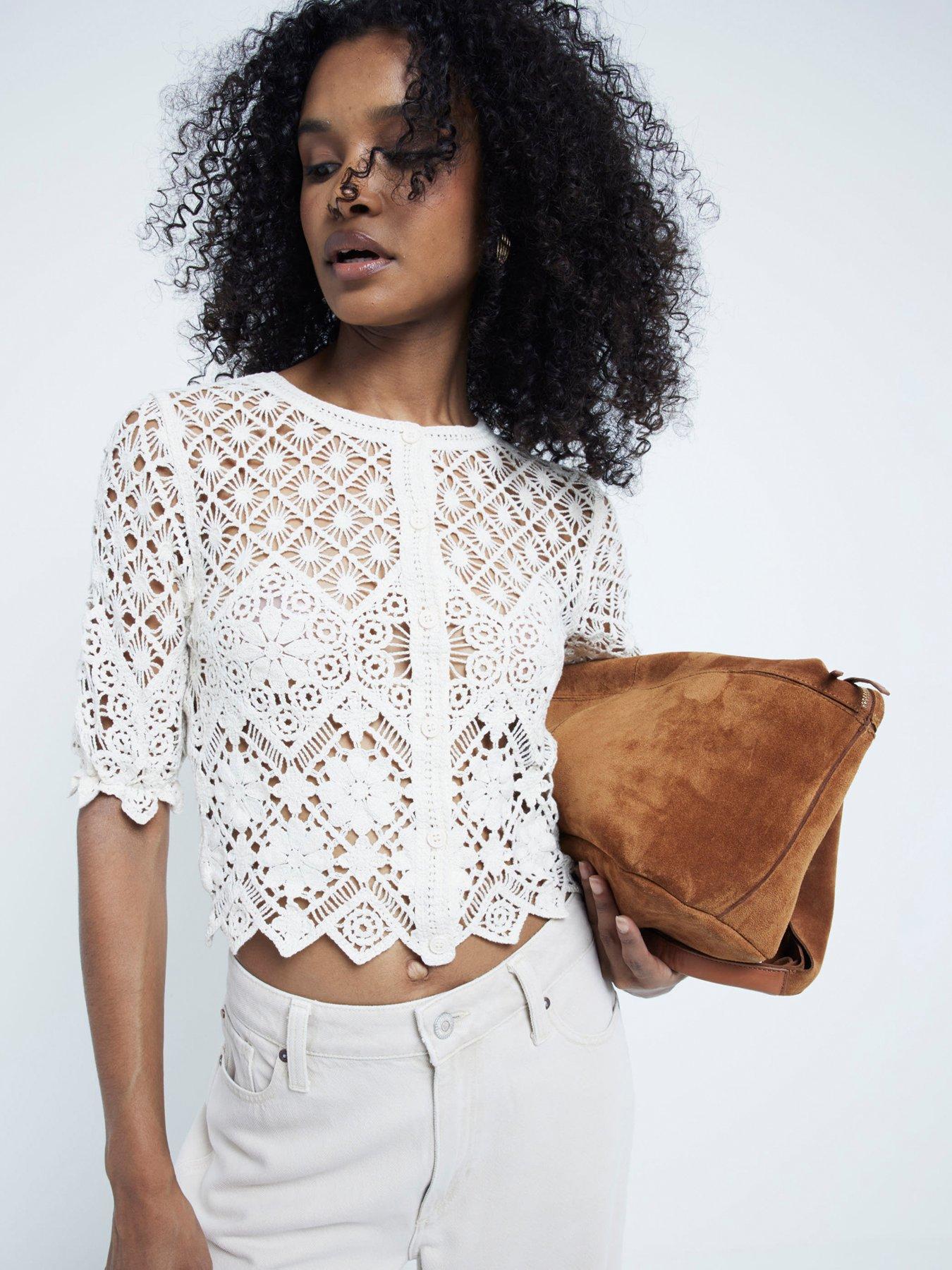 Lace cropped cardigan hotsell