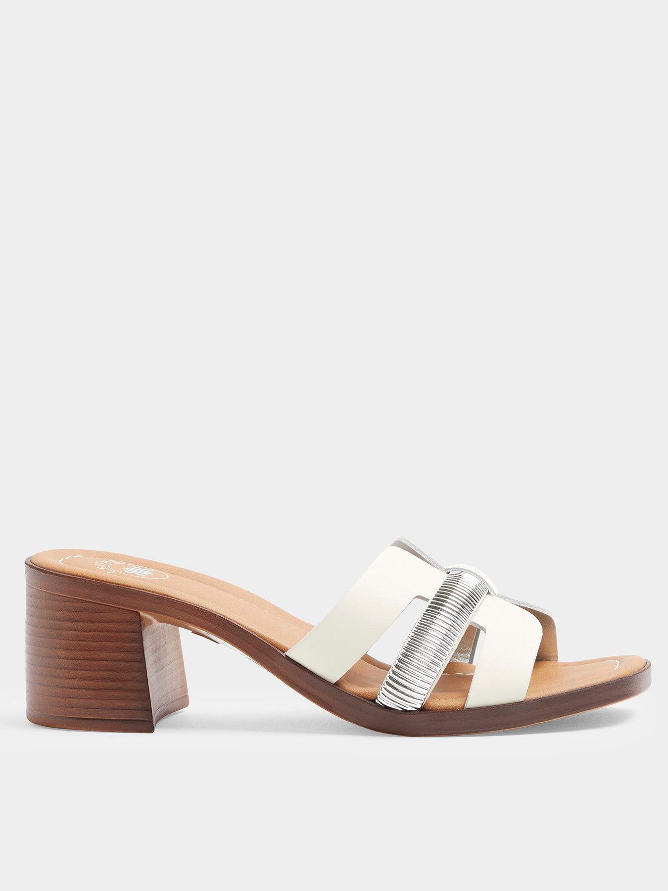 River Island Cut Out Block Sandal - Ecru | Very.co.uk