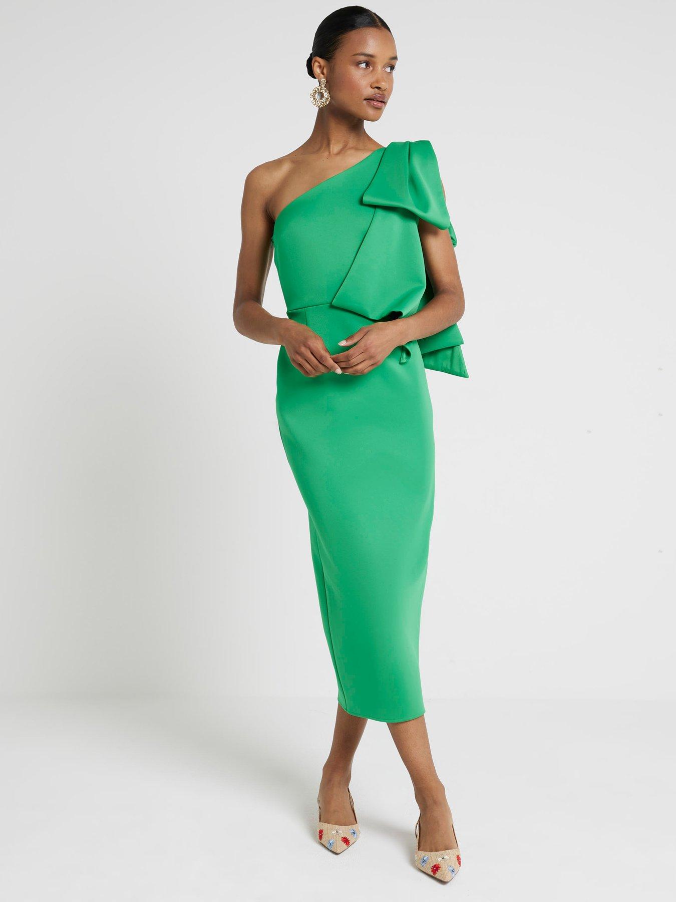 Green dress with bow hotsell