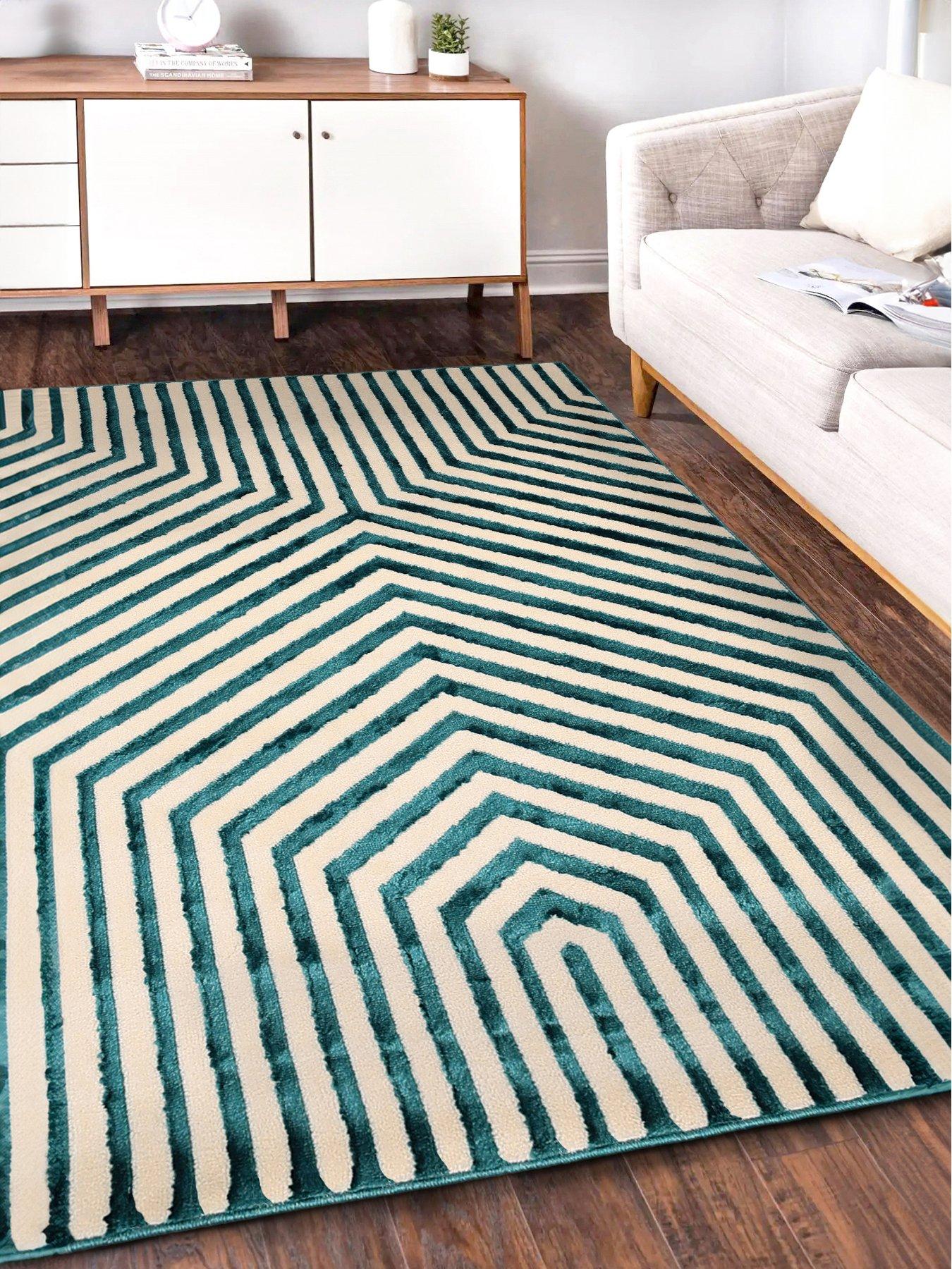 Very Home Brio Geo Rug - Cream/Green