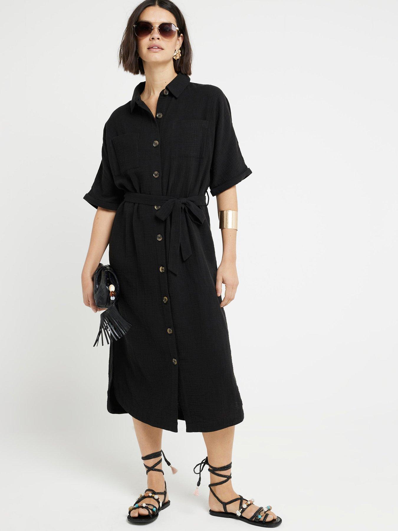 River Island Longline Shirt Dress - Black