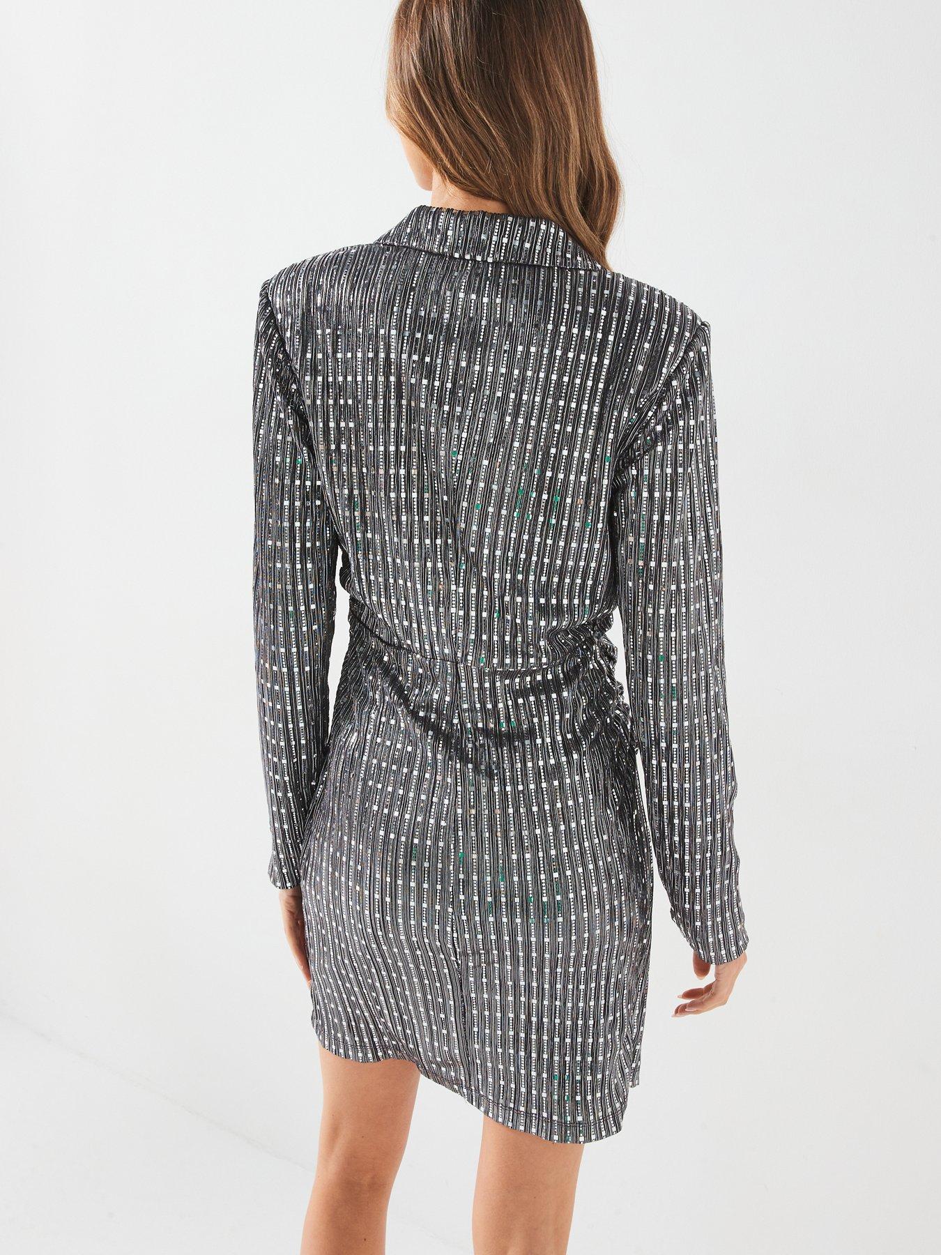 silver metallic blazer dress AKIRA It Suits You Sleeveless Blazer Mini Dress