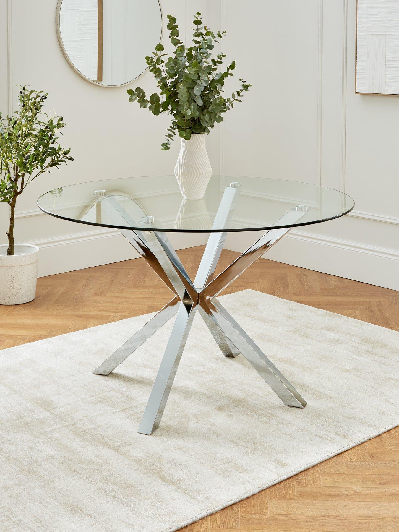 The Very Collection Chopstick 120 cm Round Dining Table - Chrome