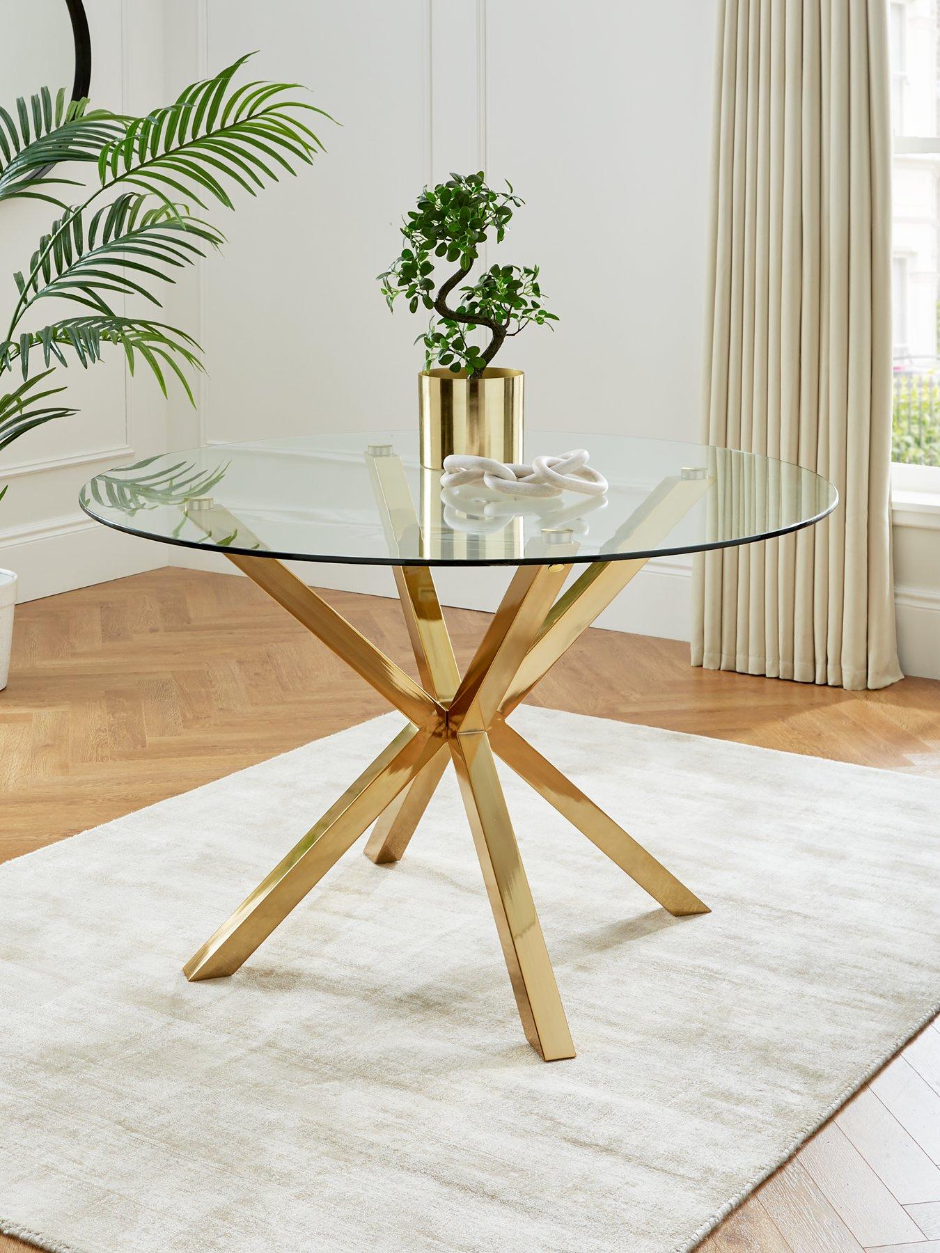 Very Home Chopstick 120 cm Round Dining Table - Brass