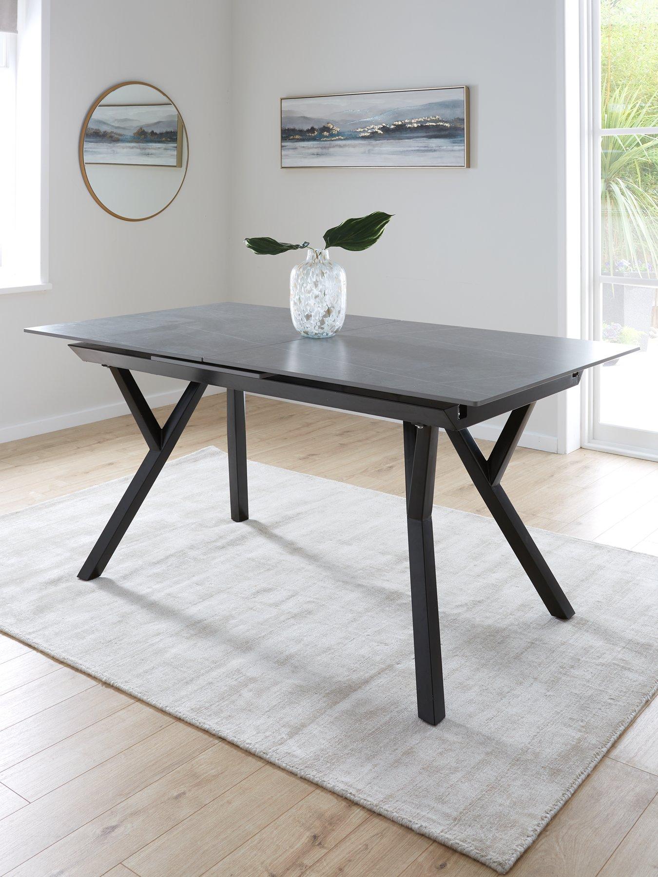 Product photograph of Very Home Corbin Ceramic Top 160-200 Cm Extending Dining Table from very.co.uk