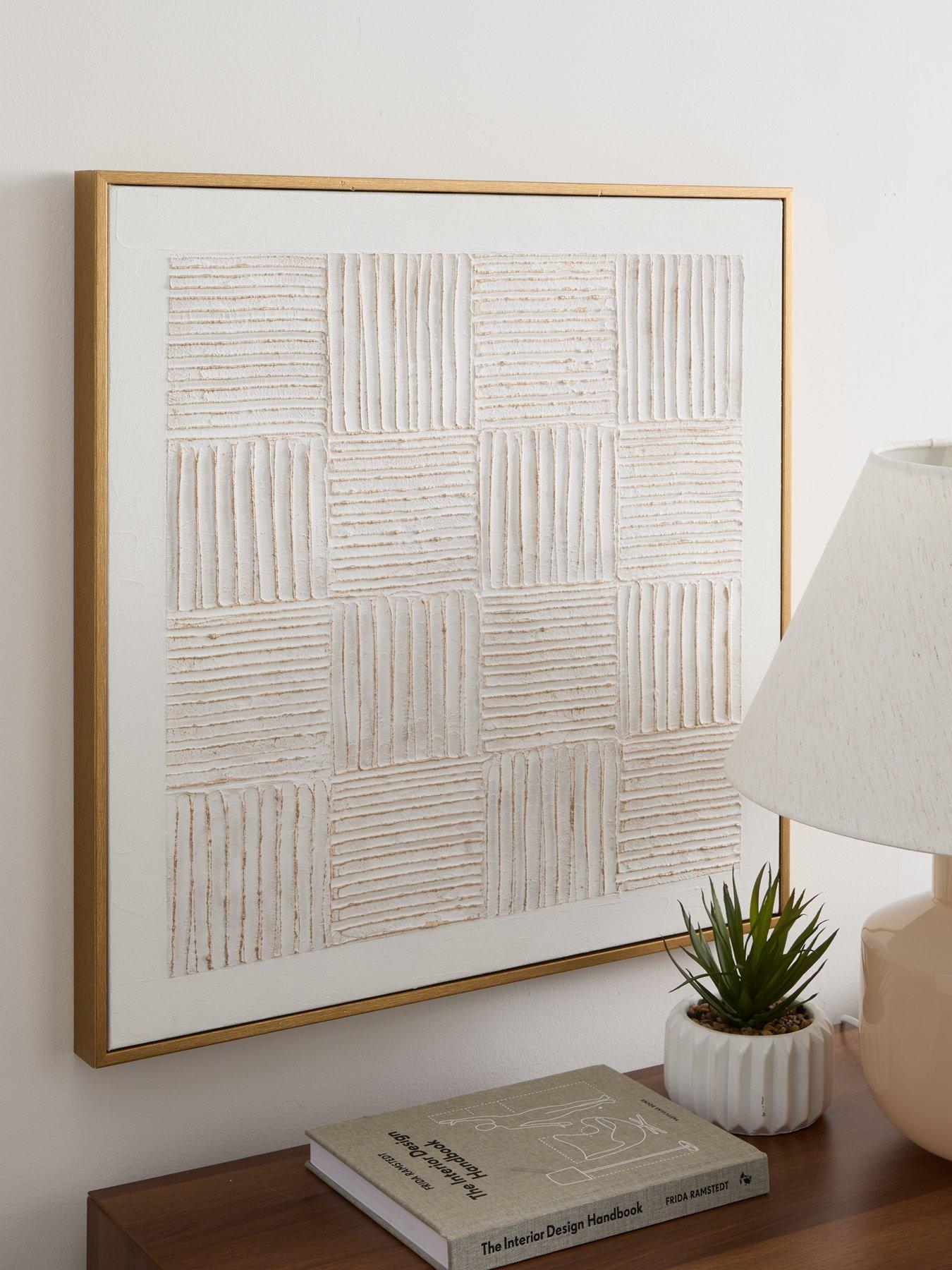 undefined White Carved Squares Wall Art 60x60cm