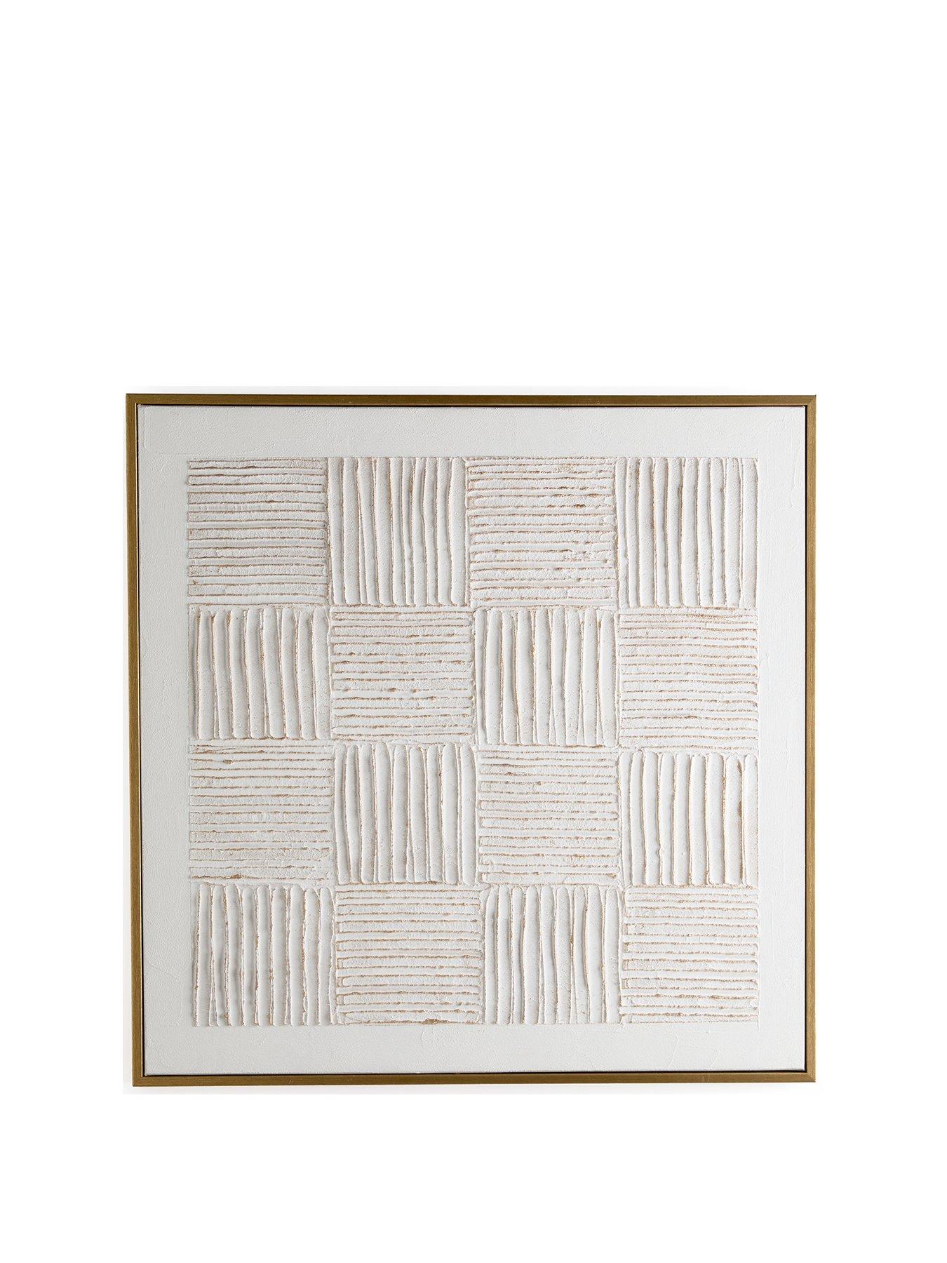 Image 2 of 6 of Very Home White Carved Squares Wall Art 60x60cm