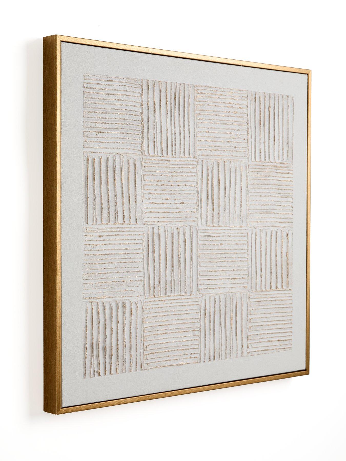 Image 3 of 6 of Very Home White Carved Squares Wall Art 60x60cm