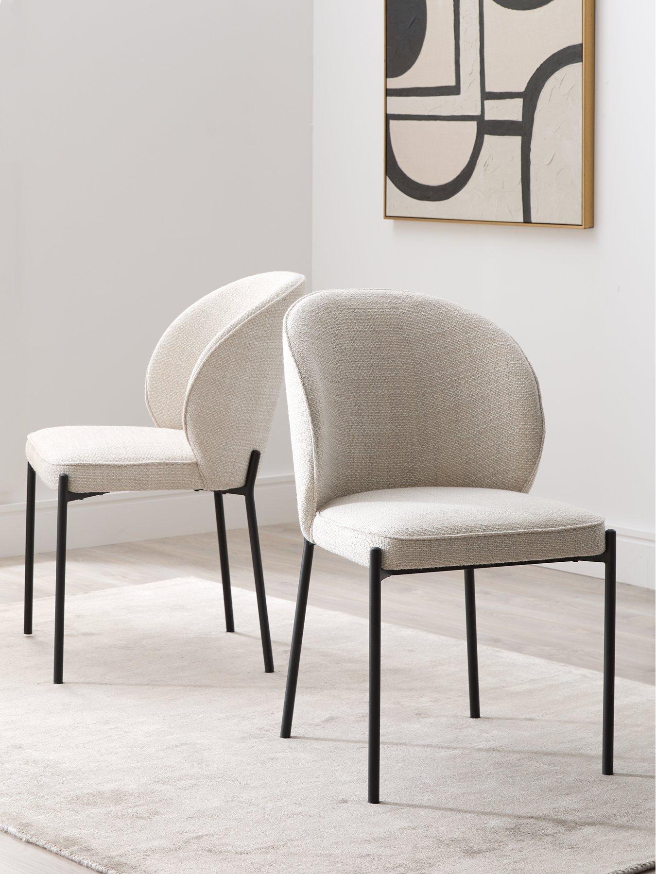 undefined Nordic Pair of 2 Fabric Chairs - Grey/Black - FSC® Certified