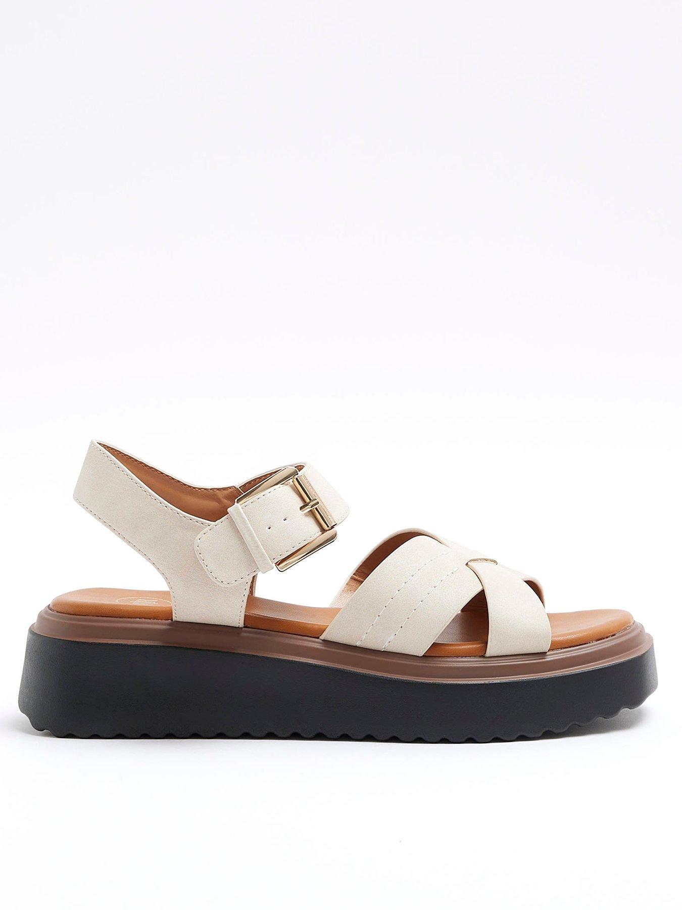 River Island Two Part Flatform Sandal - Ecru | Very.co.uk