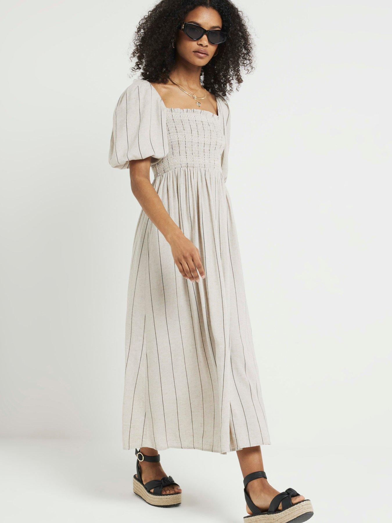 Striped midi dress with sleeves discount